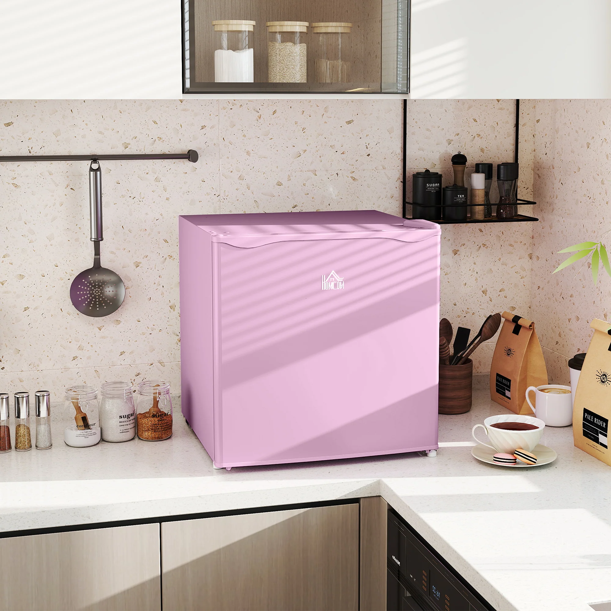 1.1 Cu.Ft Countertop Mini Freezer, Compact Upright Freezer with Removable Shelves, Pink - Image 2