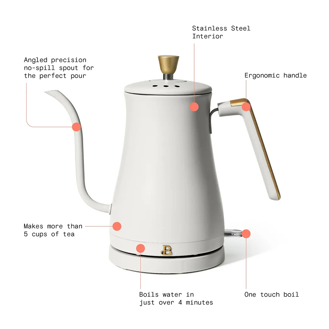 1-Liter Electric Gooseneck Kettle 1200 W White Icing by Drew Barrymore - Image 3