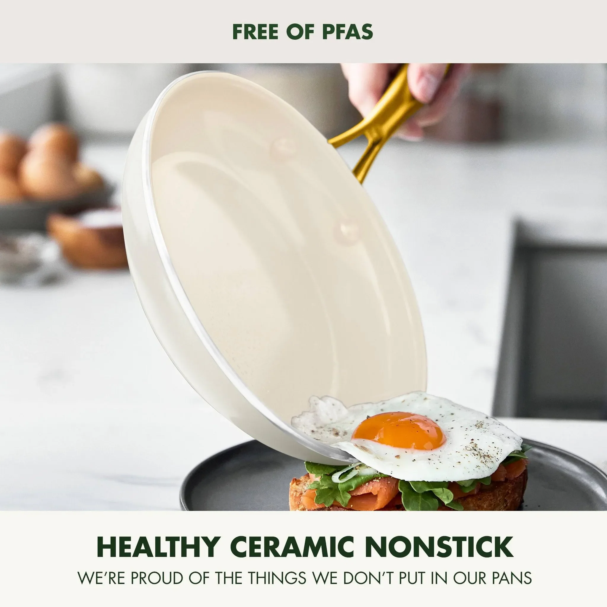 10" Ceramic Nonstick Aluminum Fry Pan - Linen - Image 2