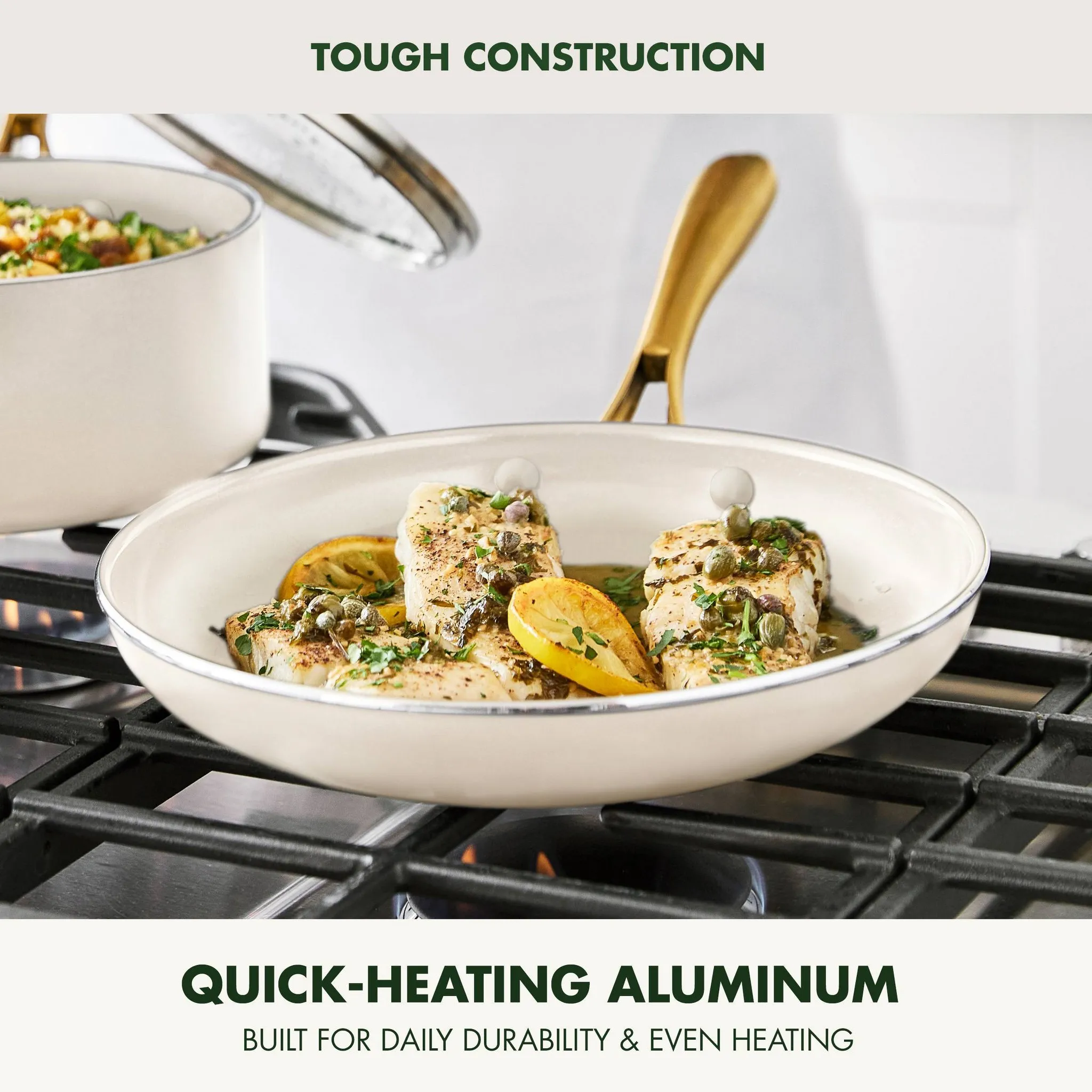 10" Ceramic Nonstick Aluminum Fry Pan - Linen - Image 3