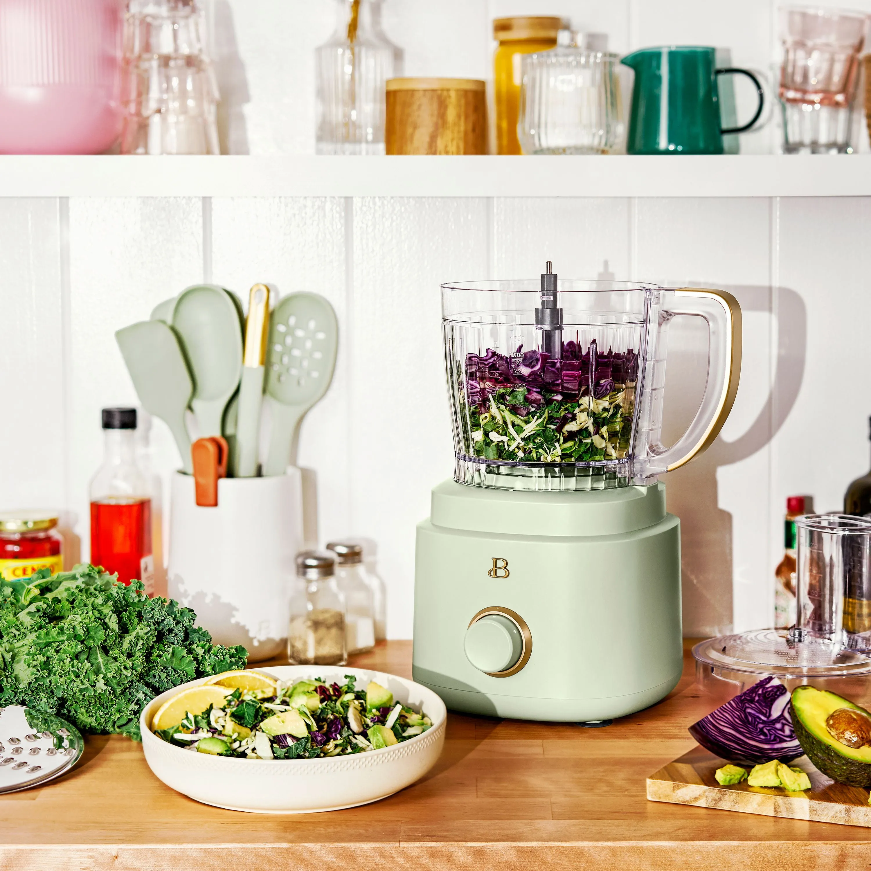 10-Cup Food Processor with Accessories, Sage Green by Drew Barrymore - Image 2
