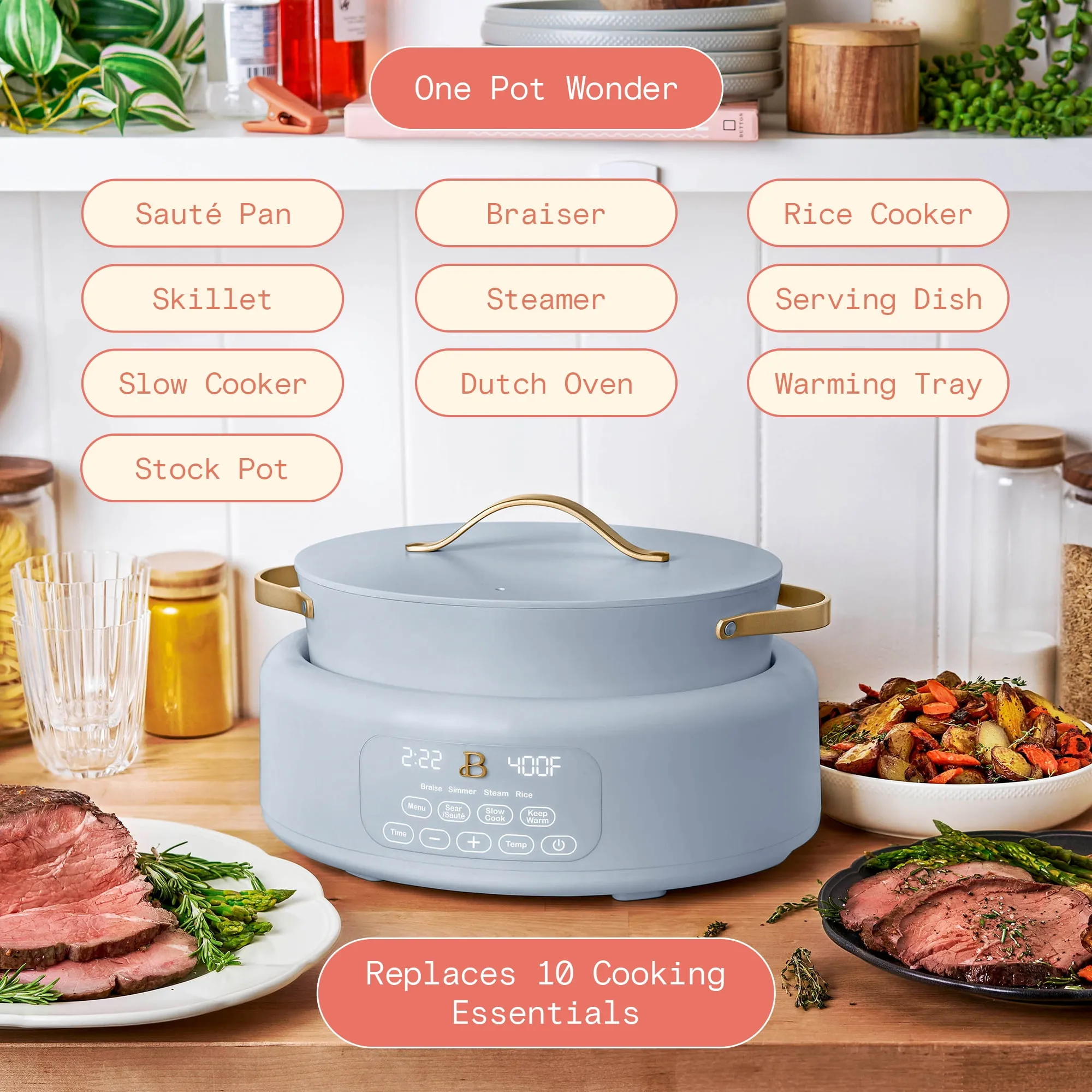 10 in 1 6 Qt Electric Multi-Cooker - Blue - Image 5