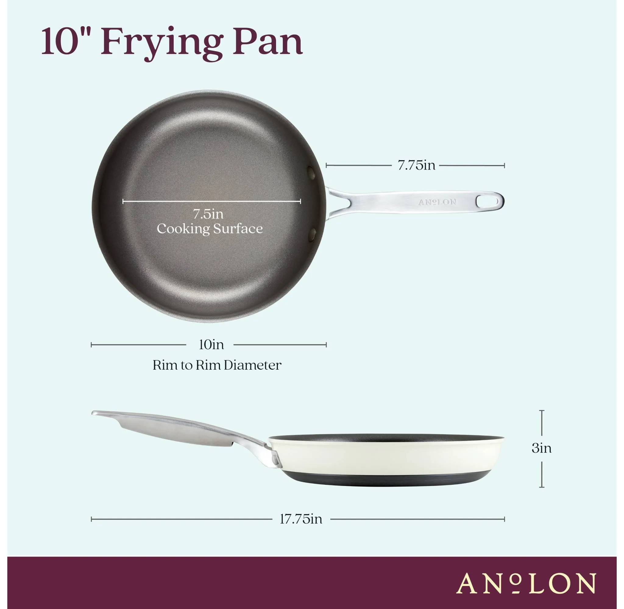 10" Nonstick Hard Anodized Frying Pan - Cream - Image 3