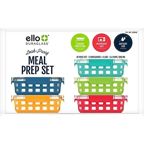 10 Piece Glass Meal Prep Food Storage Container Set - Image 2