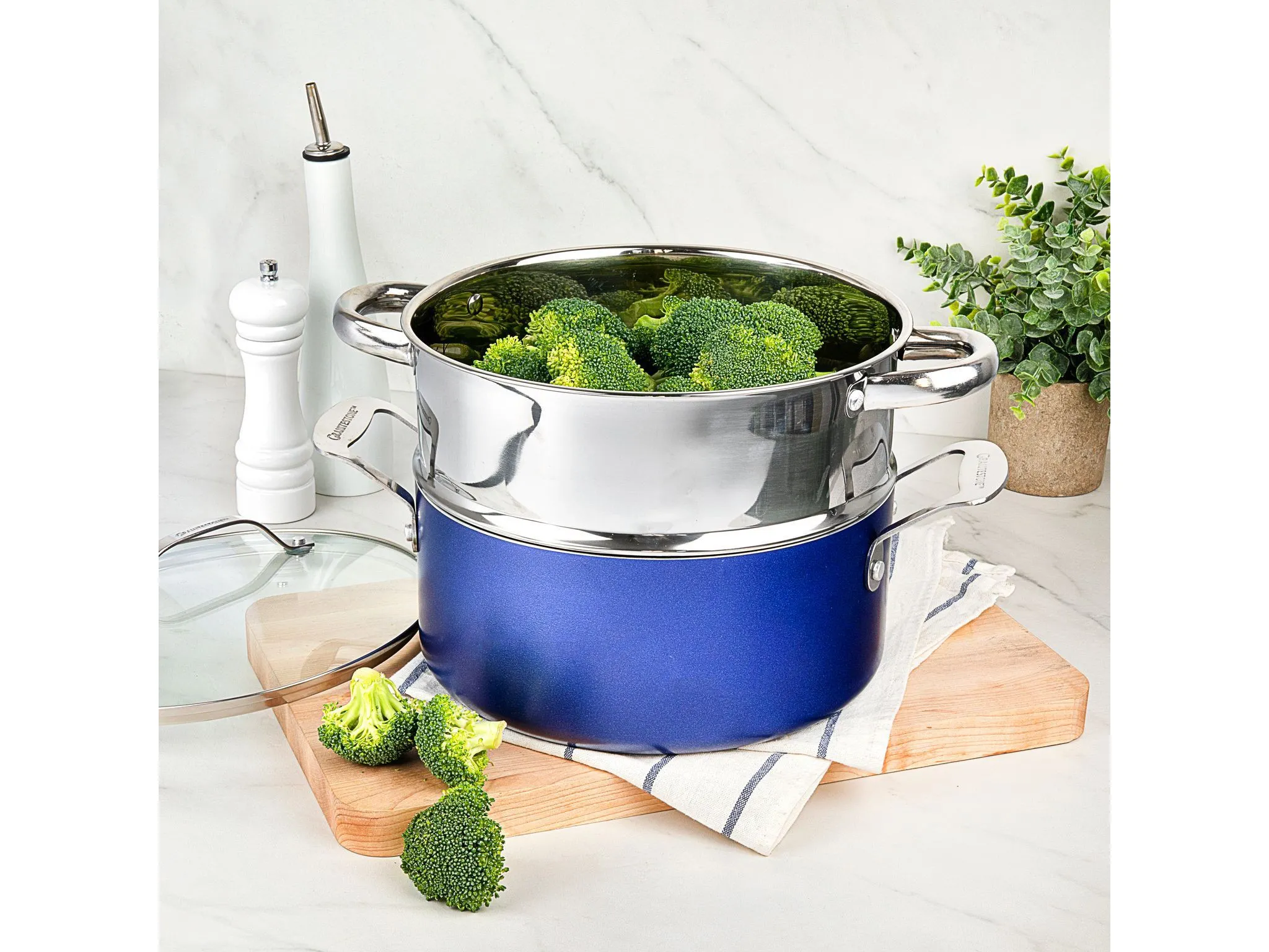10-Piece Nonstick Ceramic Cookware Set - Blue - Image 2
