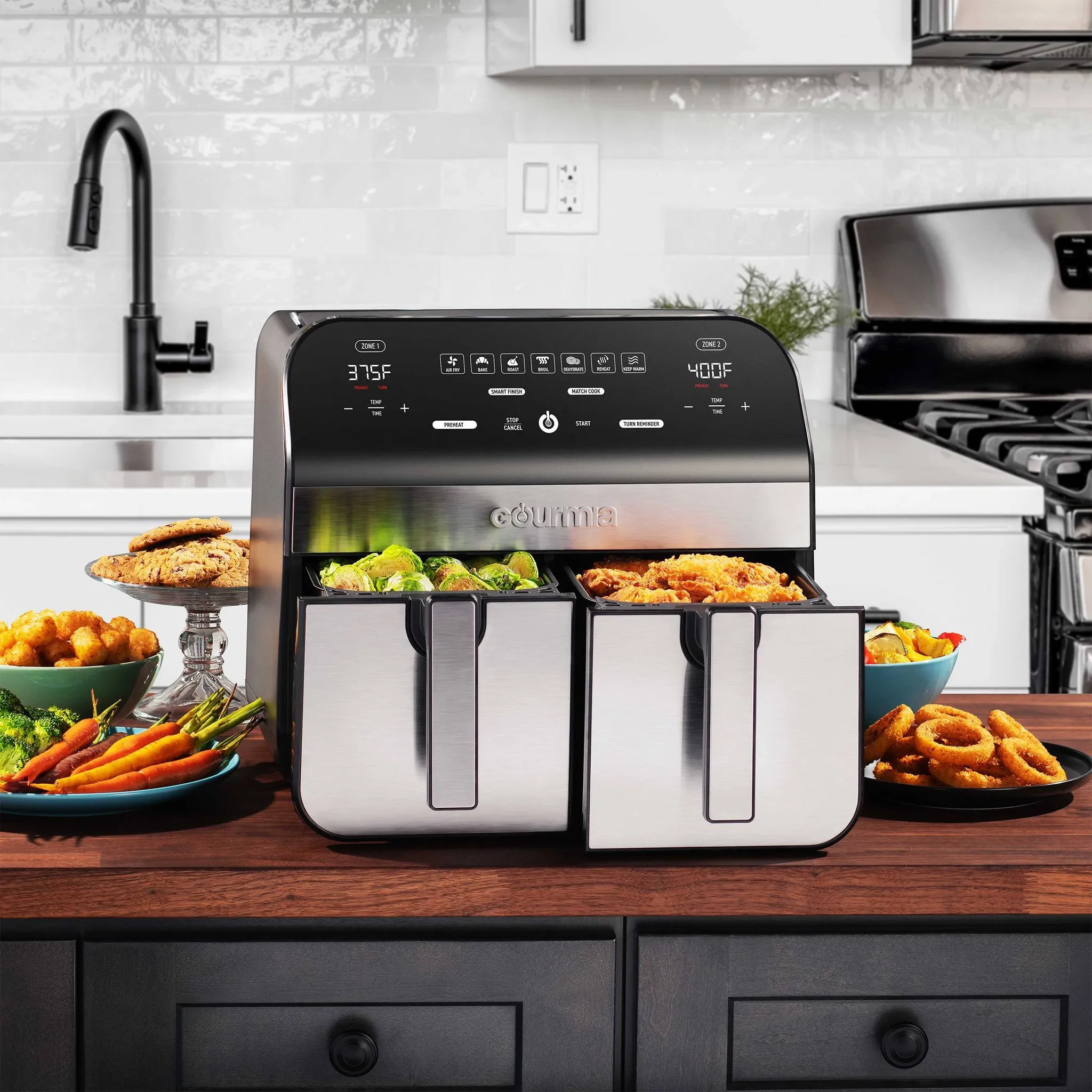 10-Qt. Dual Basket Digital Air Fryer - Black Stainless Steel - Image 6