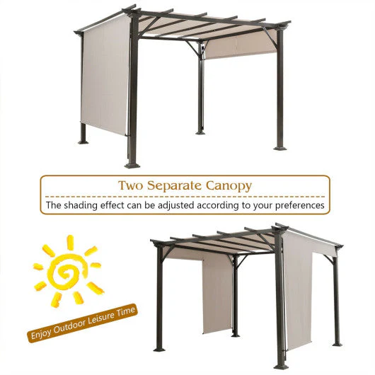 10 X 10 Feet Metal Frame Patio Furniture Shelter-Beige - Image 5