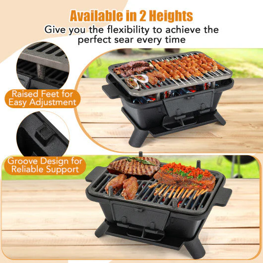 100% Cast Iron Hibachi Grill With Grill Grate Lifter - Image 8