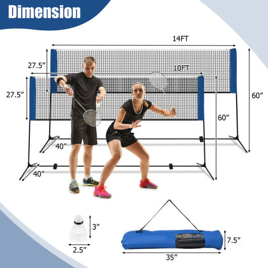 10/14 Feet Adjustable Badminton Net Stand With Portable Carry Bag-10 Feet - Image 4