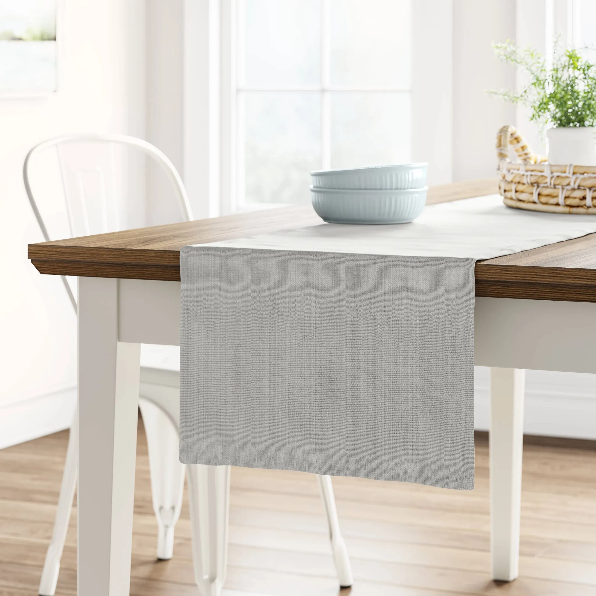 108" x 14" Cotton Solid Table Runner - White - Image 2