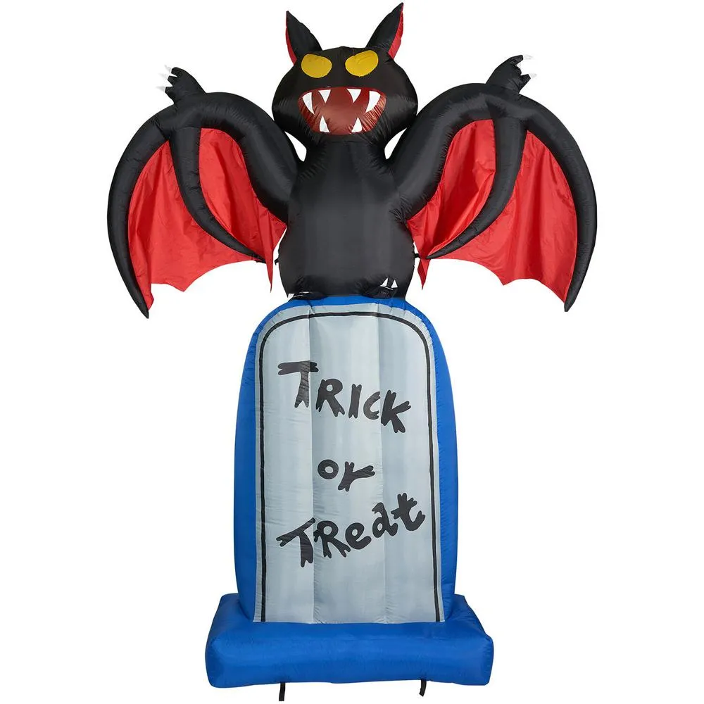 10ft Inflatable Bat on Tombstone with Lights