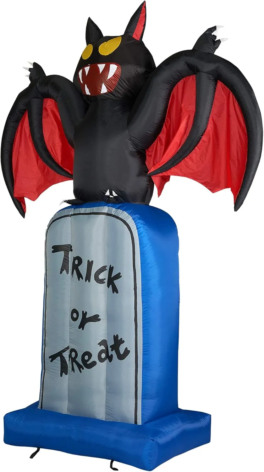 10ft Inflatable Bat on Tombstone with Lights - Image 3