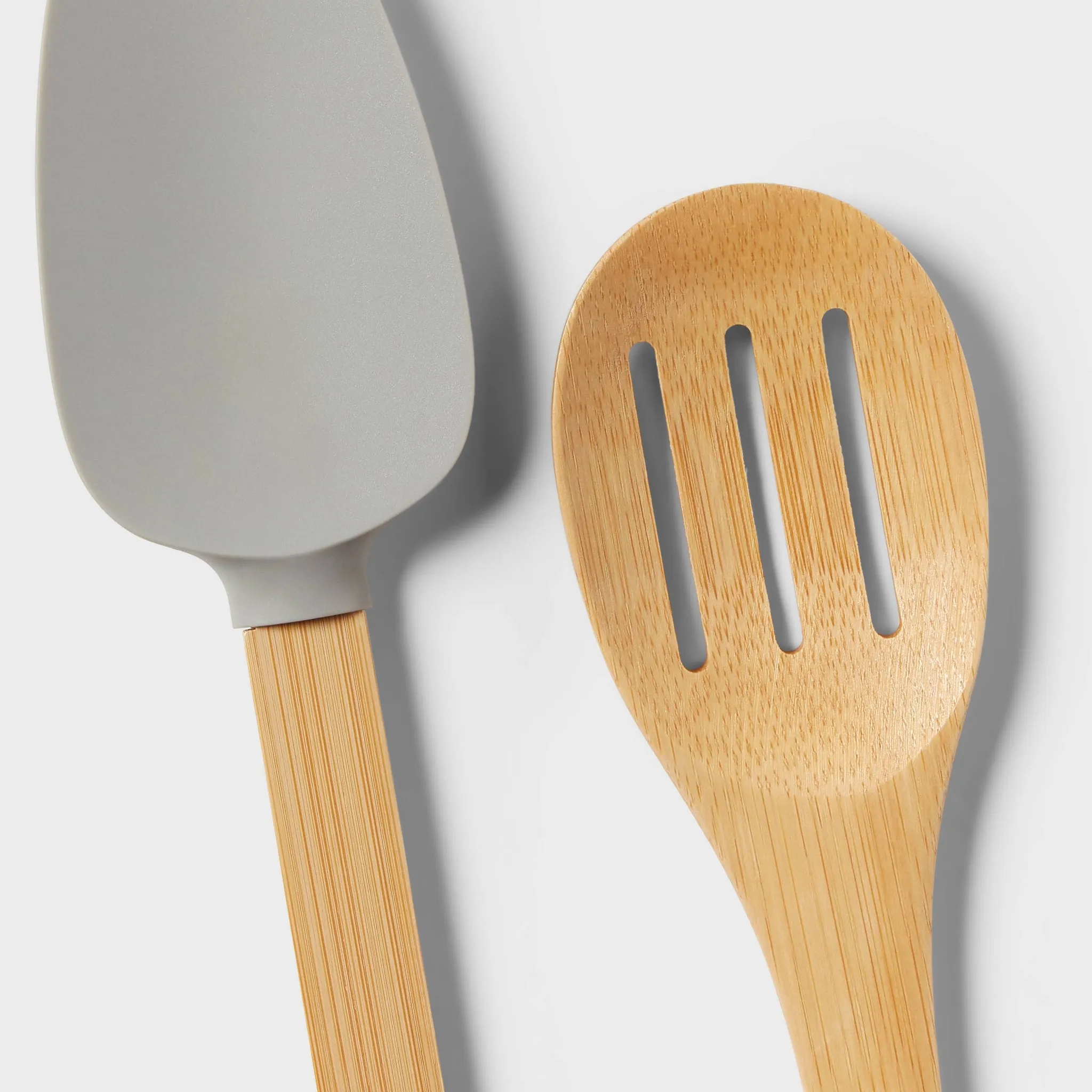10pc Bamboo Utensil Set with Silicone Natural Wood - Image 2