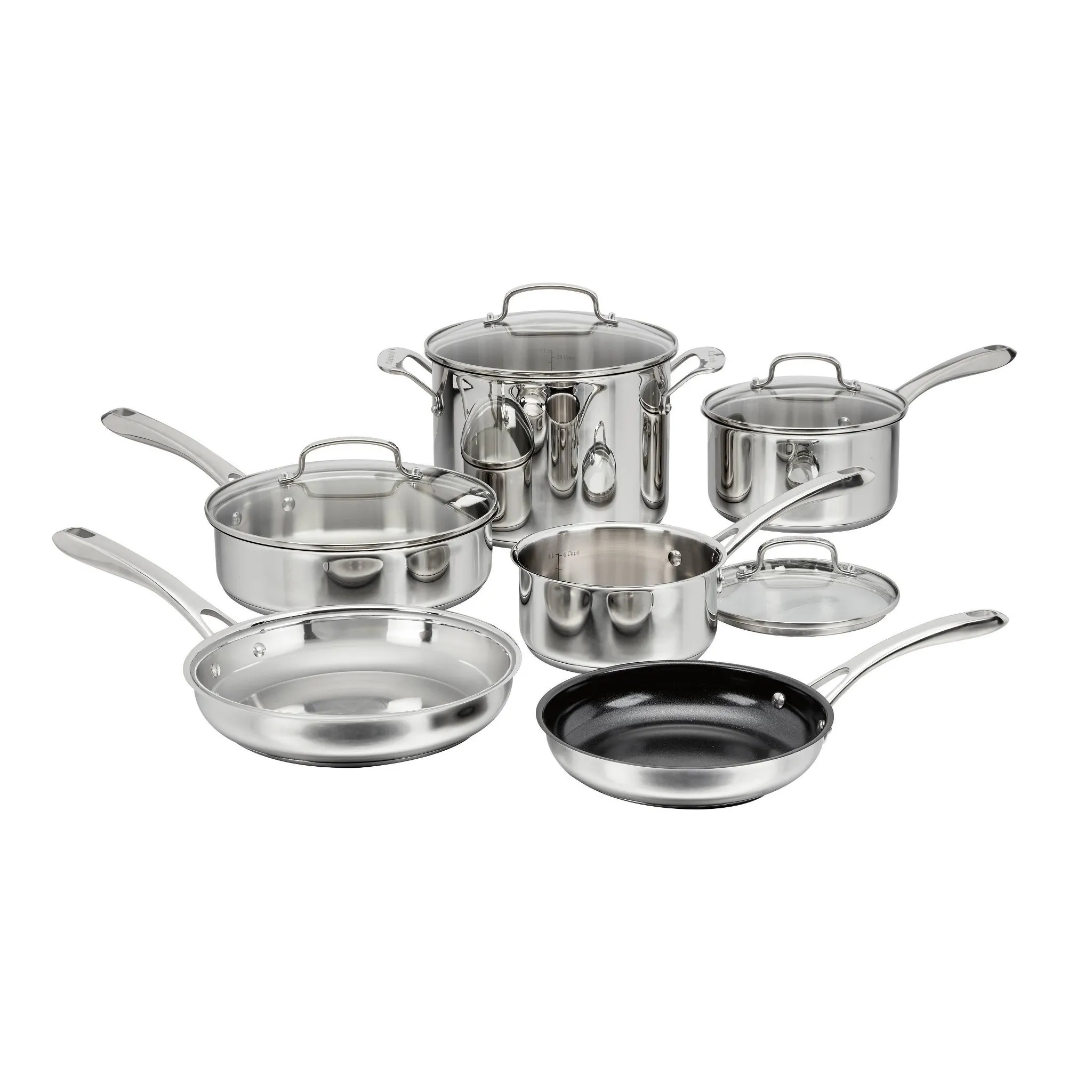 10pc Classic Stainless Steel Cookware Set - Silver