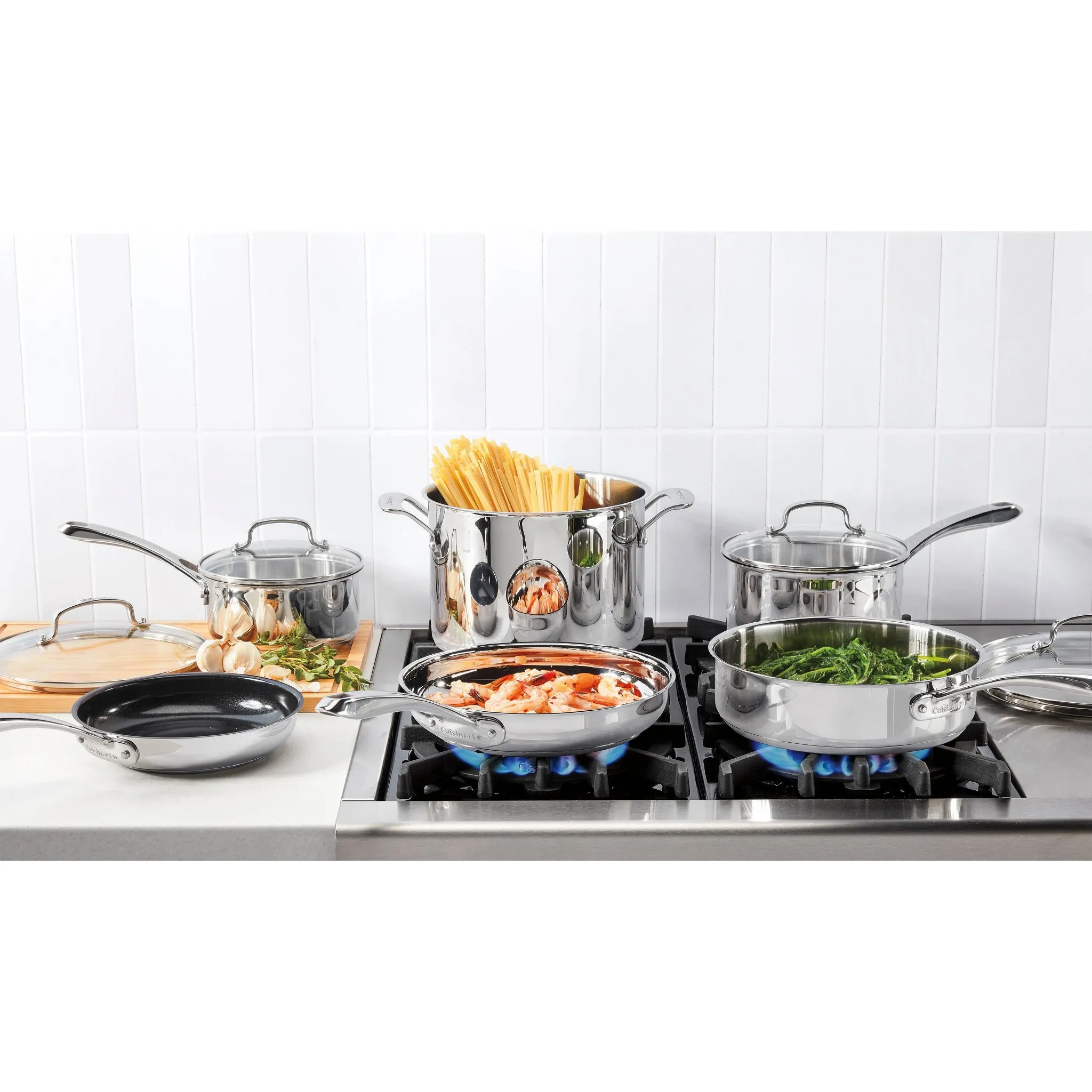10pc Classic Stainless Steel Cookware Set - Silver - Image 2