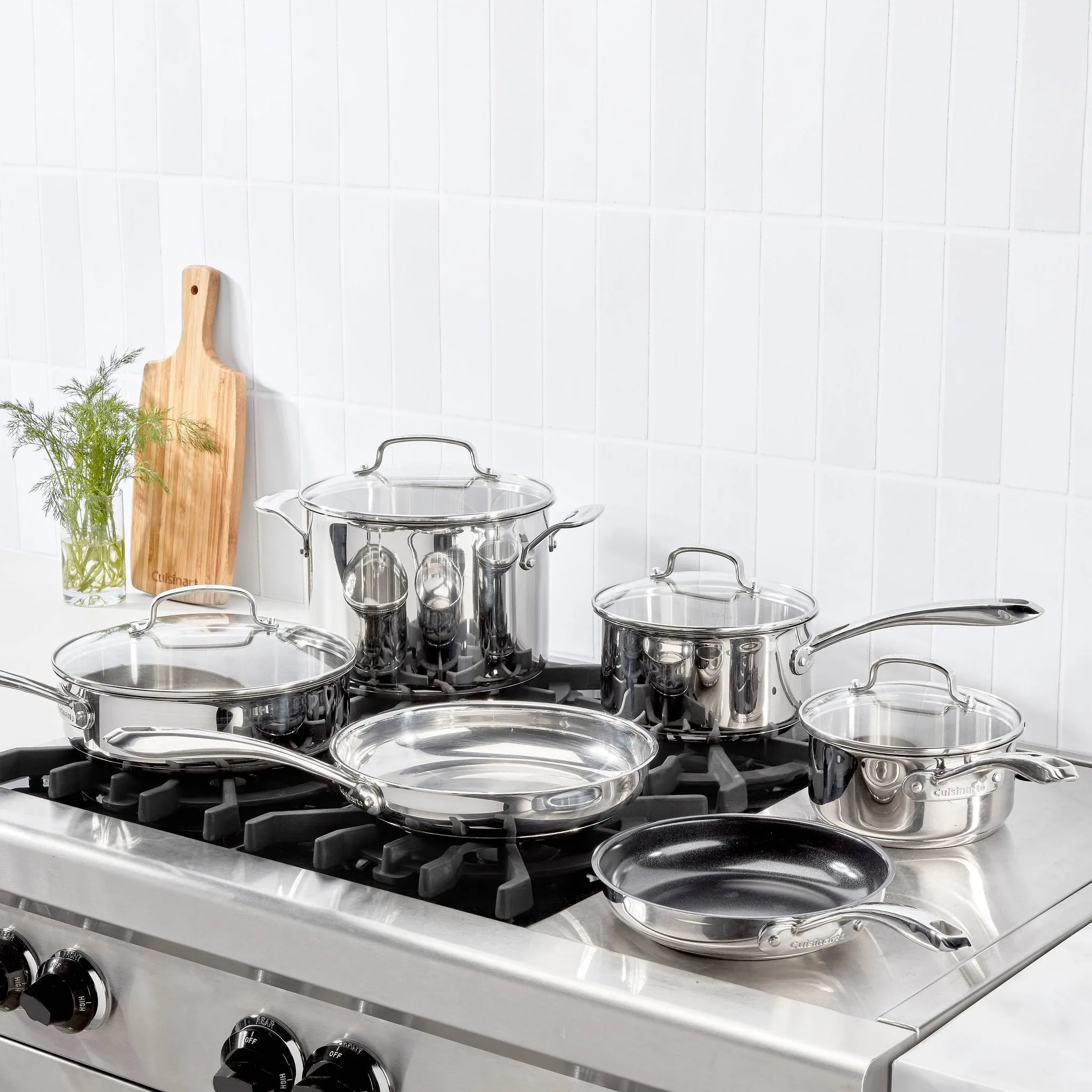 10pc Classic Stainless Steel Cookware Set - Silver - Image 4