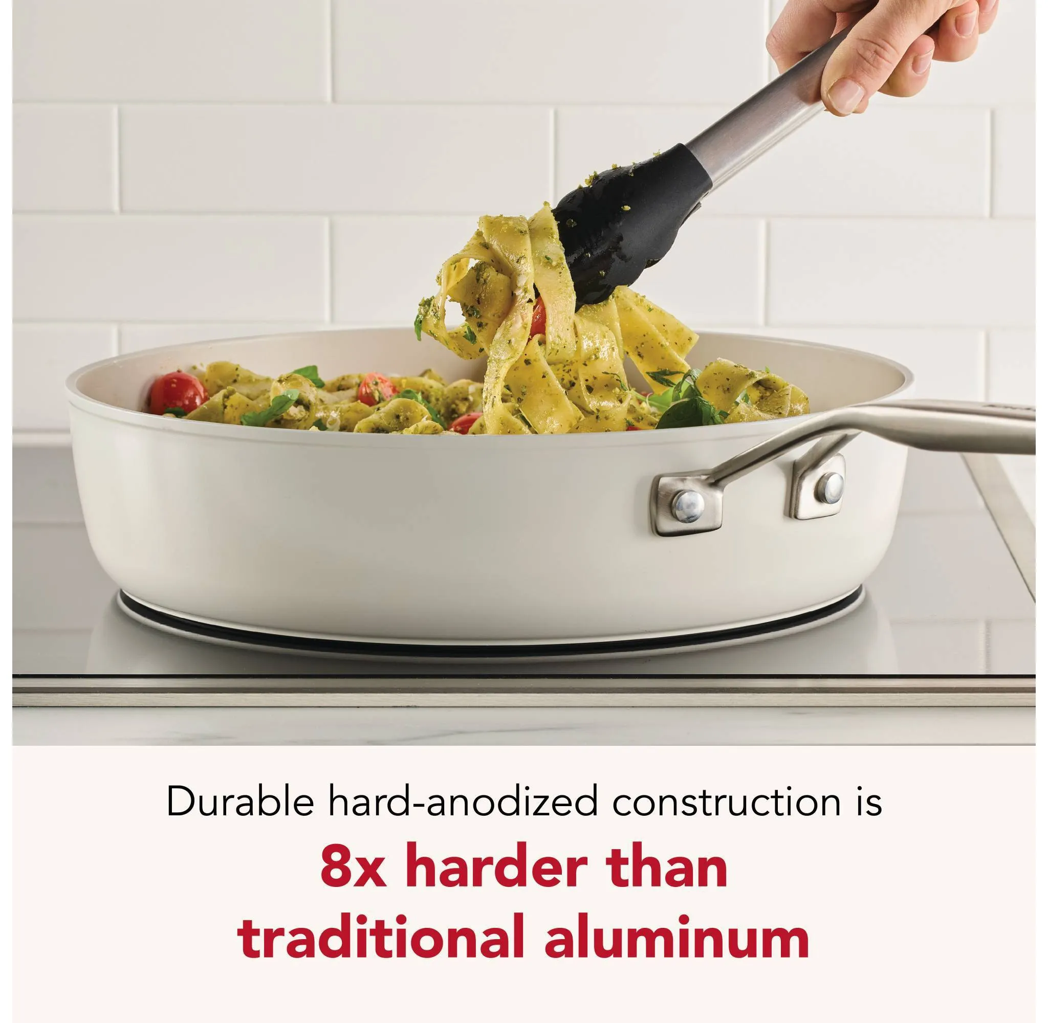 10pc Hard-Anodized Ceramic Induction Cookware Set - Porcelain White - Image 4