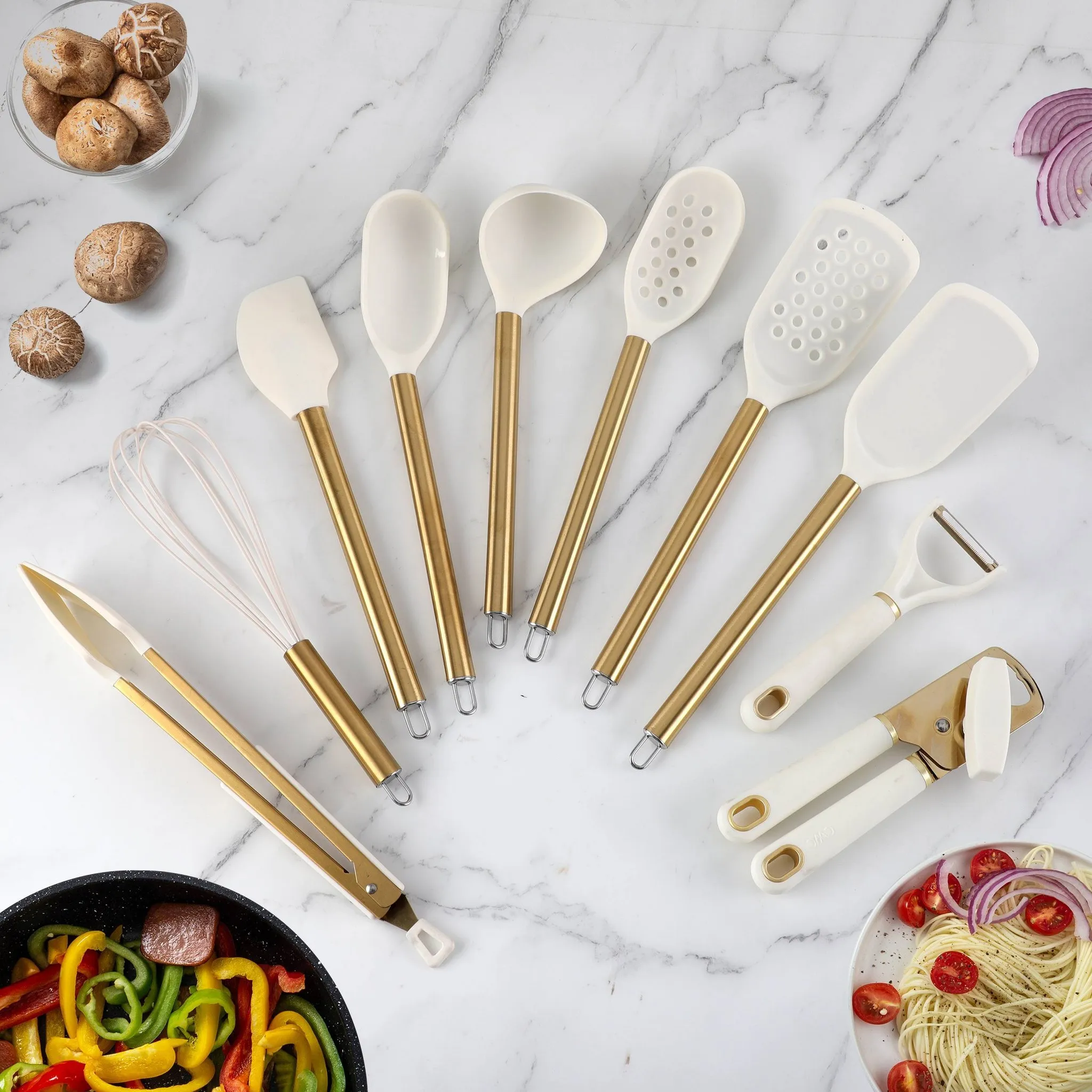 10pc Kitchen Tool Set - Cream