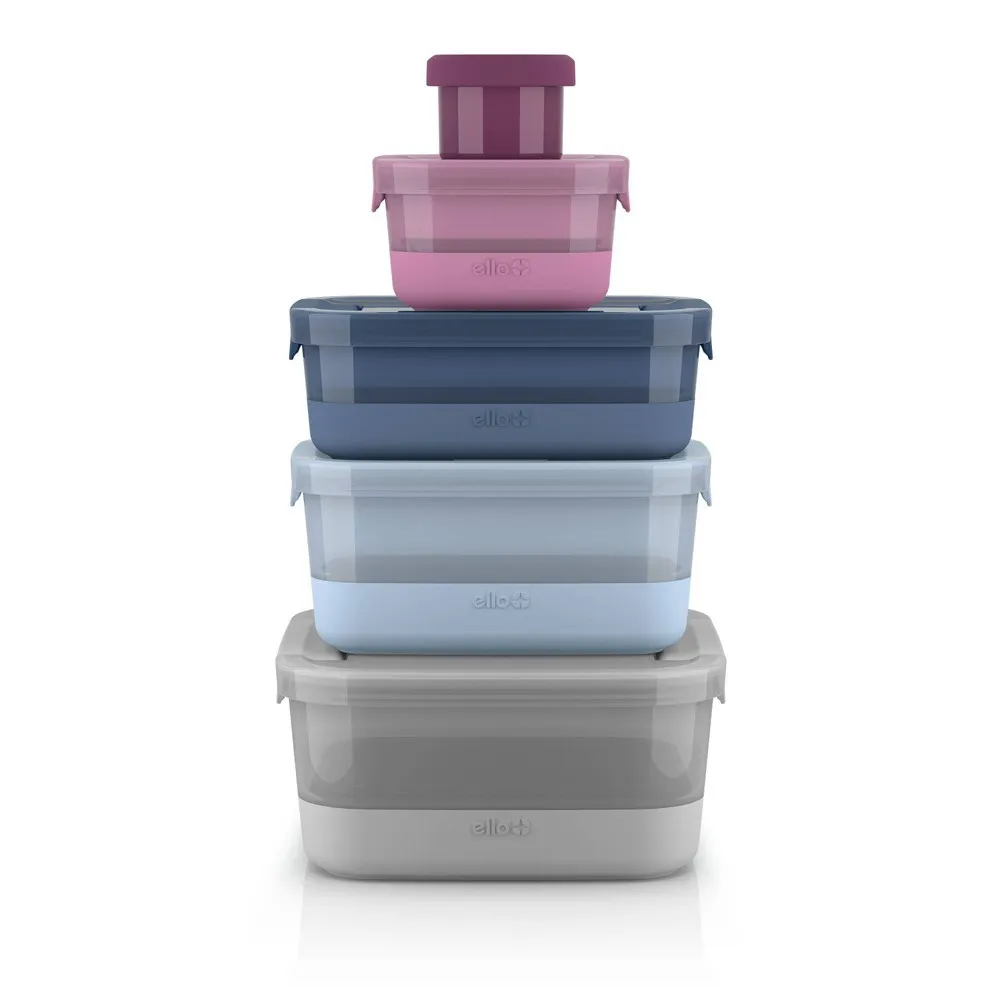 10pc Plastic Food Storage Container Set with Skid Free Soft Base