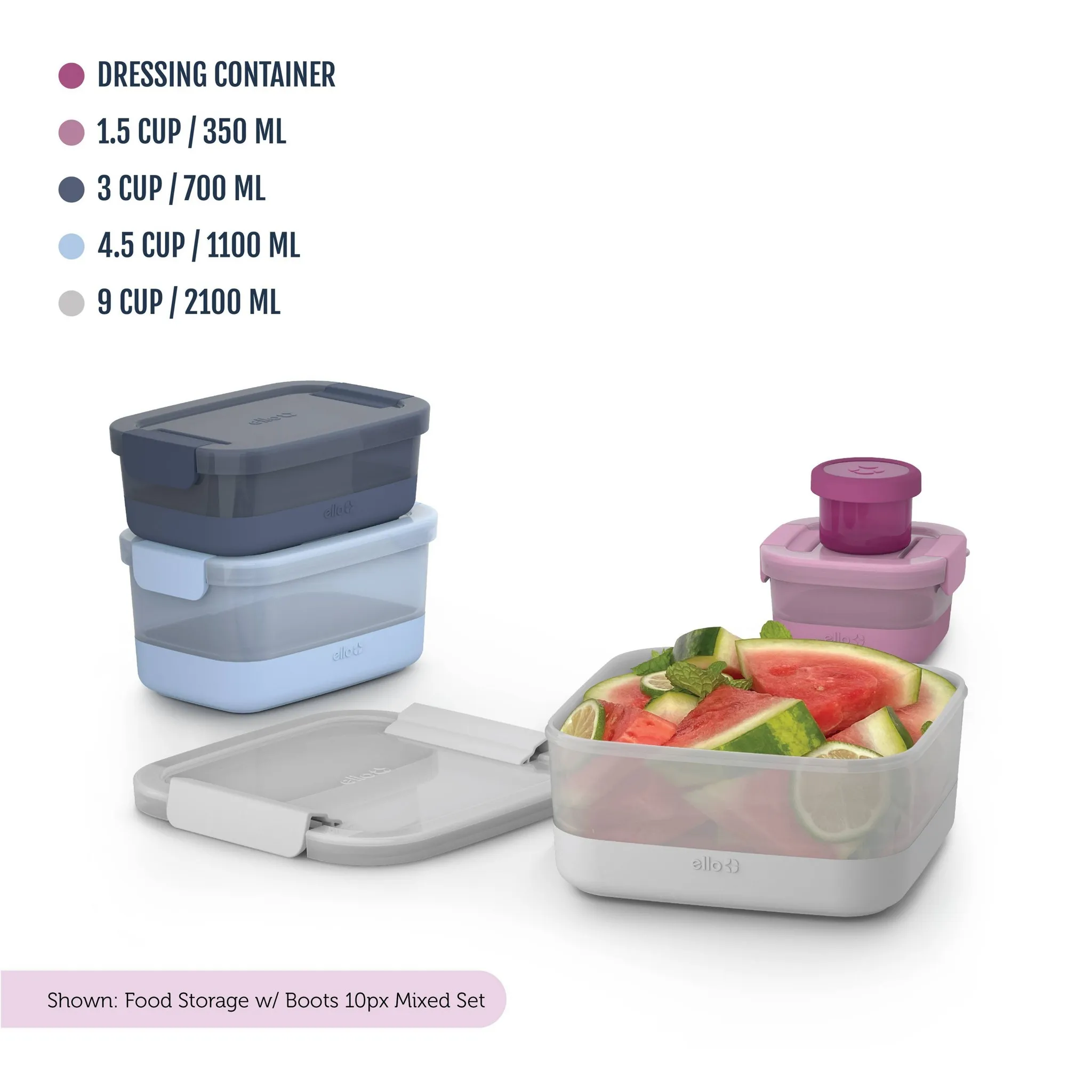 10pc Plastic Food Storage Container Set with Skid Free Soft Base - Image 4