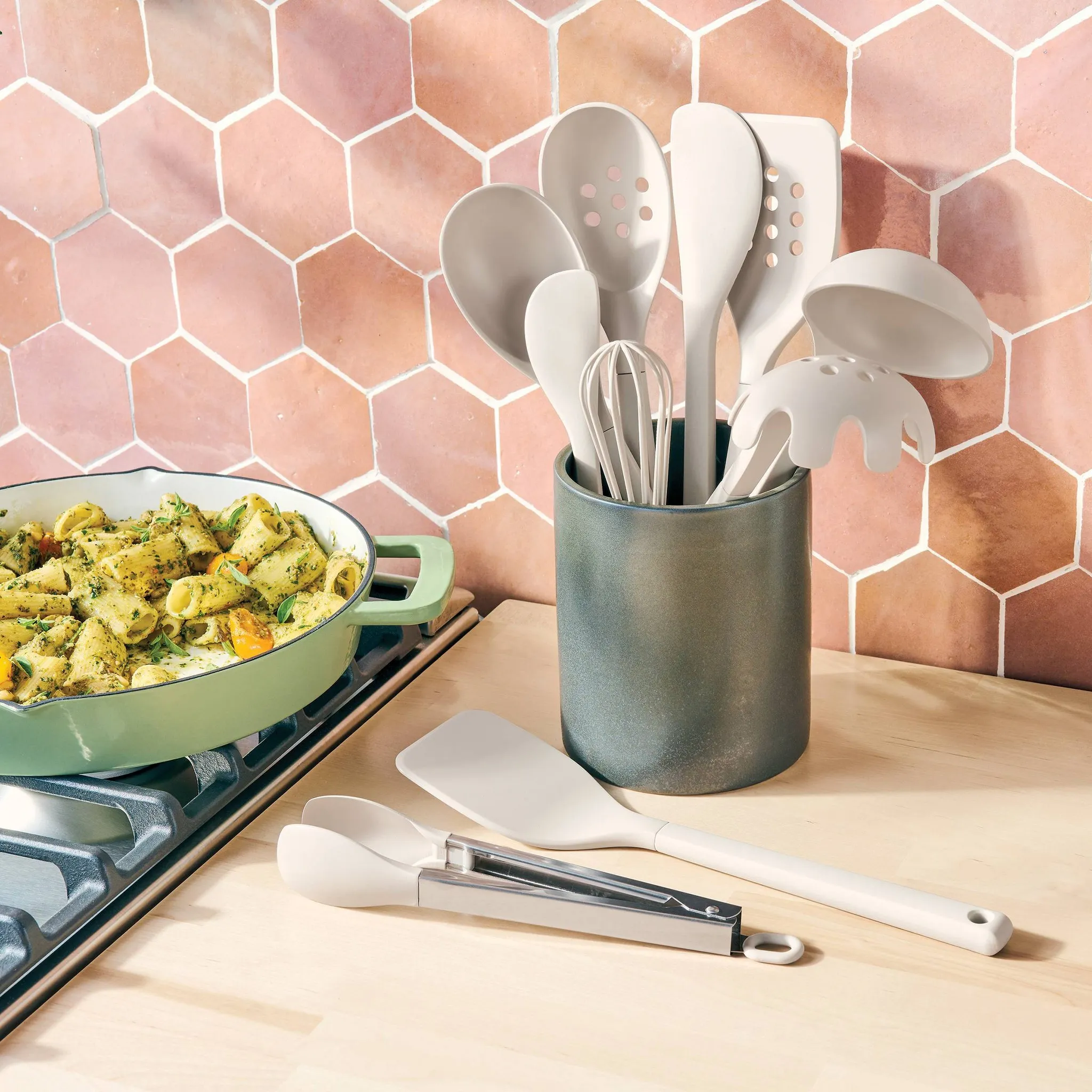 10pc Soft Grip Nylon Kitchen Utensil Set Gray - Figmint™ - Image 2