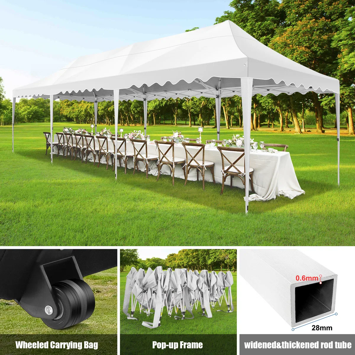 10x30 Pop Up Canopy Tent with 8 Sidewalls - White - Image 7