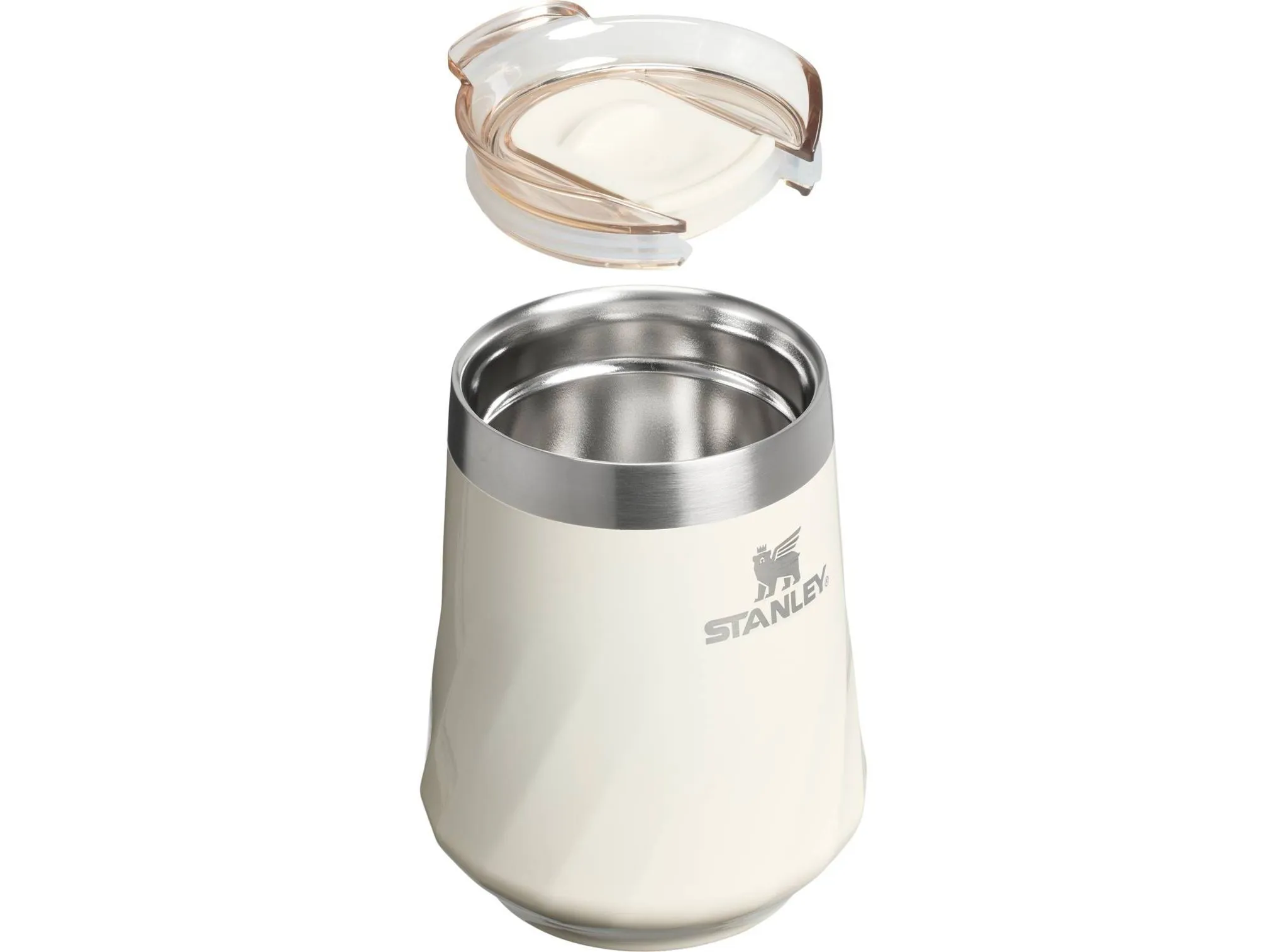11 oz Stainless Steel Swirl Wine Tumbler Cream Gloss - Image 3