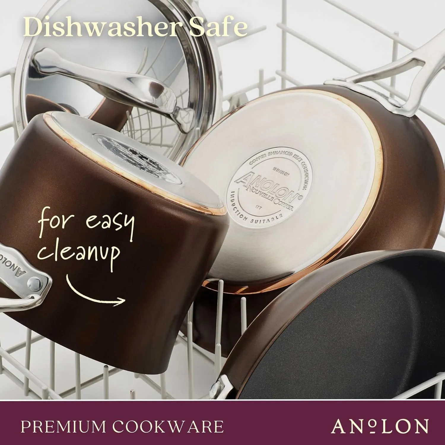 11 Pc. Copper Luxe Hard-Anodized Nonstick Cookware Set - Brown - Image 14