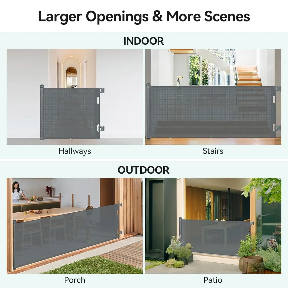 118" Retractable Baby Gates Extra Wide - Gray - Image 5