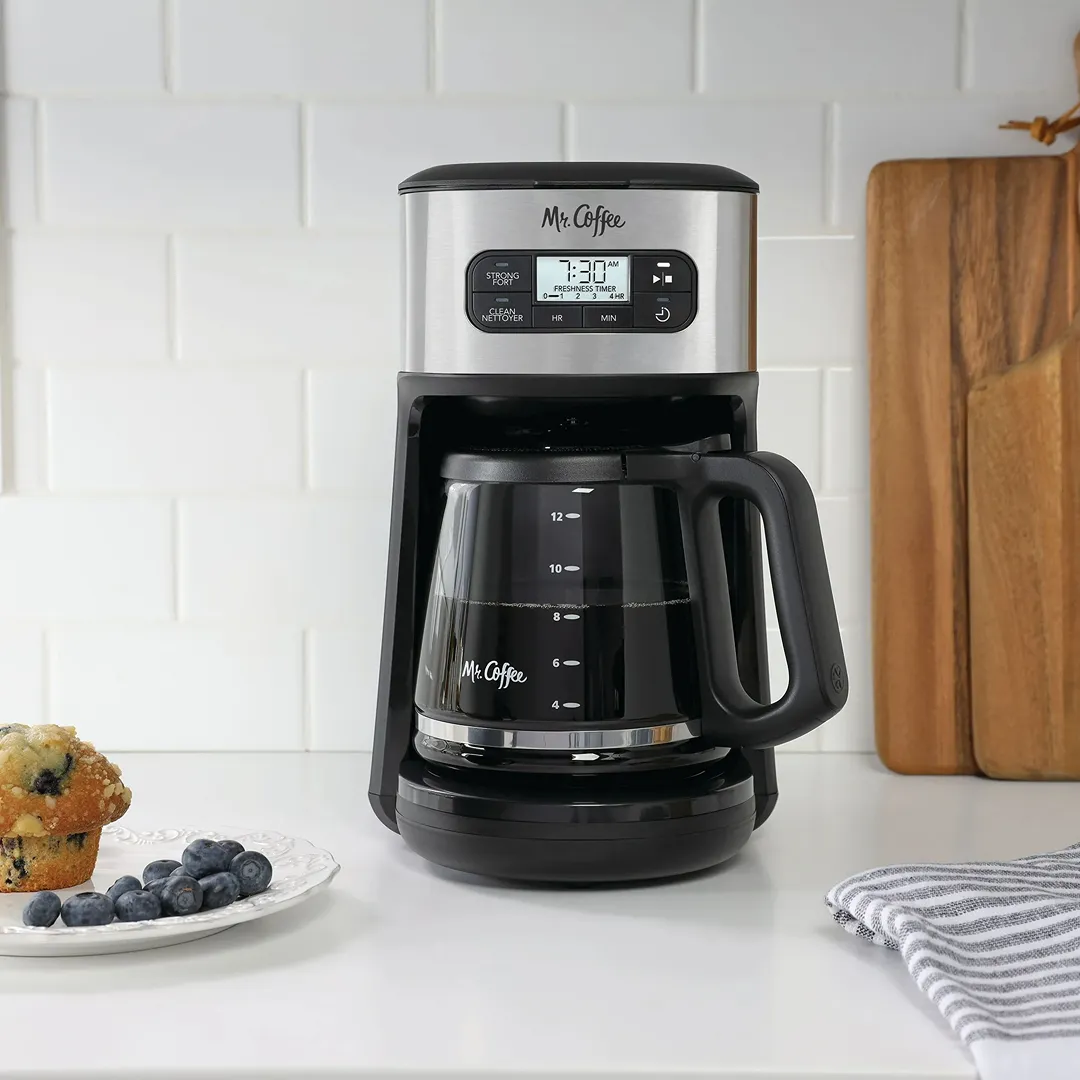 12-Cup Programmable Coffee Maker with Automatic Cleaning Cycle