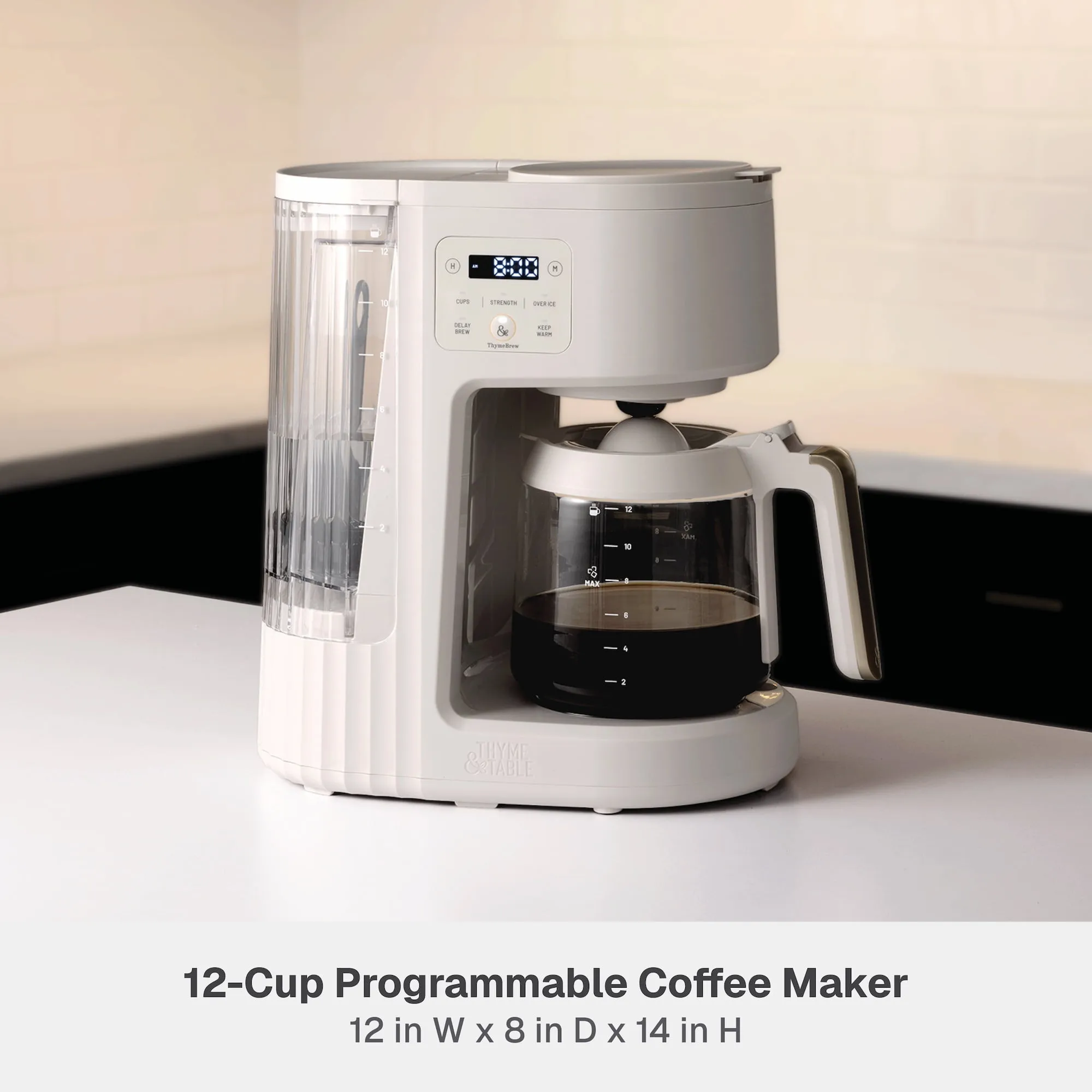 12-Cup Programmable Drip Coffee Maker - Sand White - Image 2