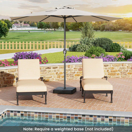 12 Feet Patio Umbrella With Crank Handle and 8 Sturdy Ribs-Beige - Image 6