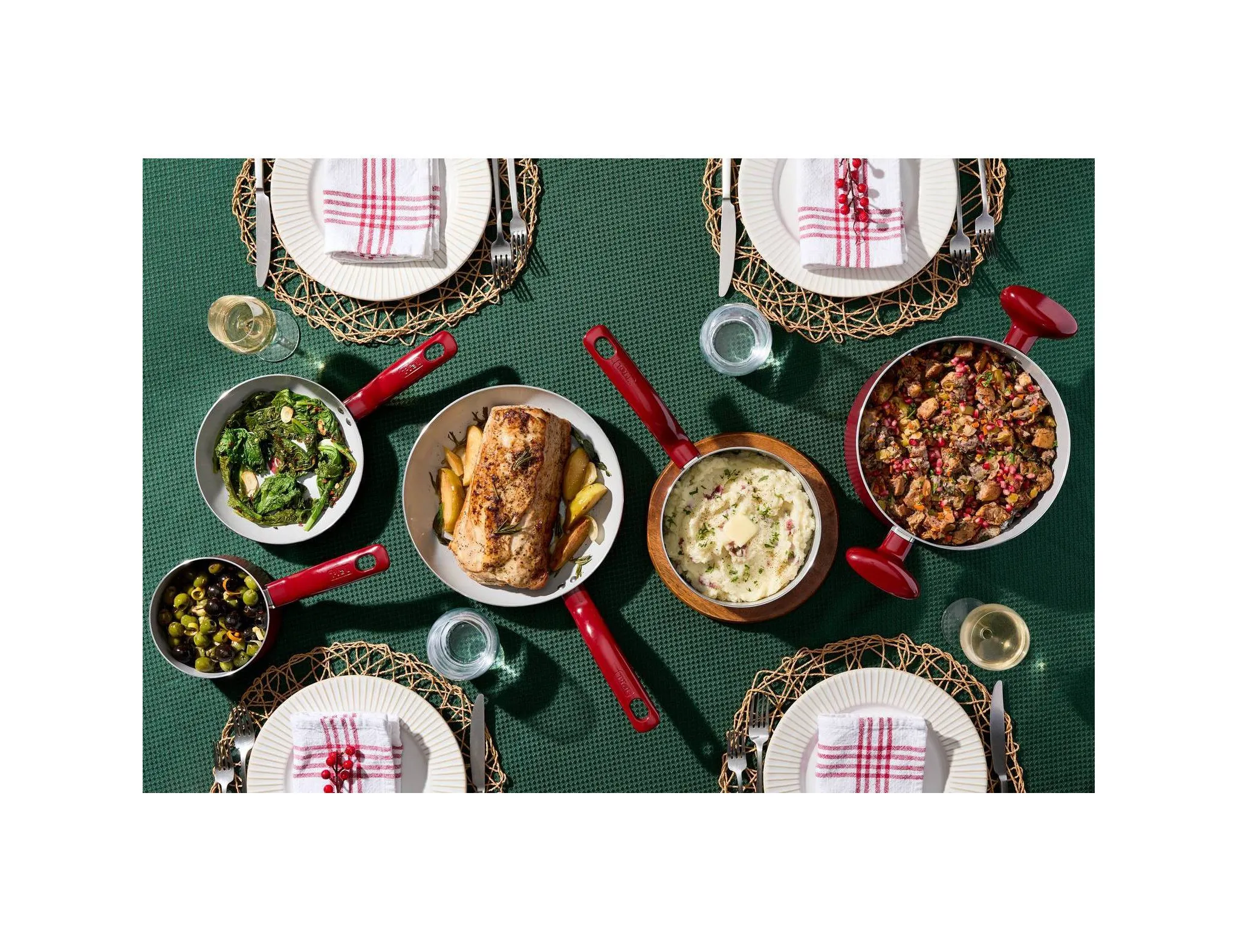 12-Piece Nonstick Ceramic Cookware Set - Red - Image 4