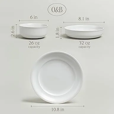 12-Piece Rimmed Glossy Porcelain Dinnerware Set - Image 2