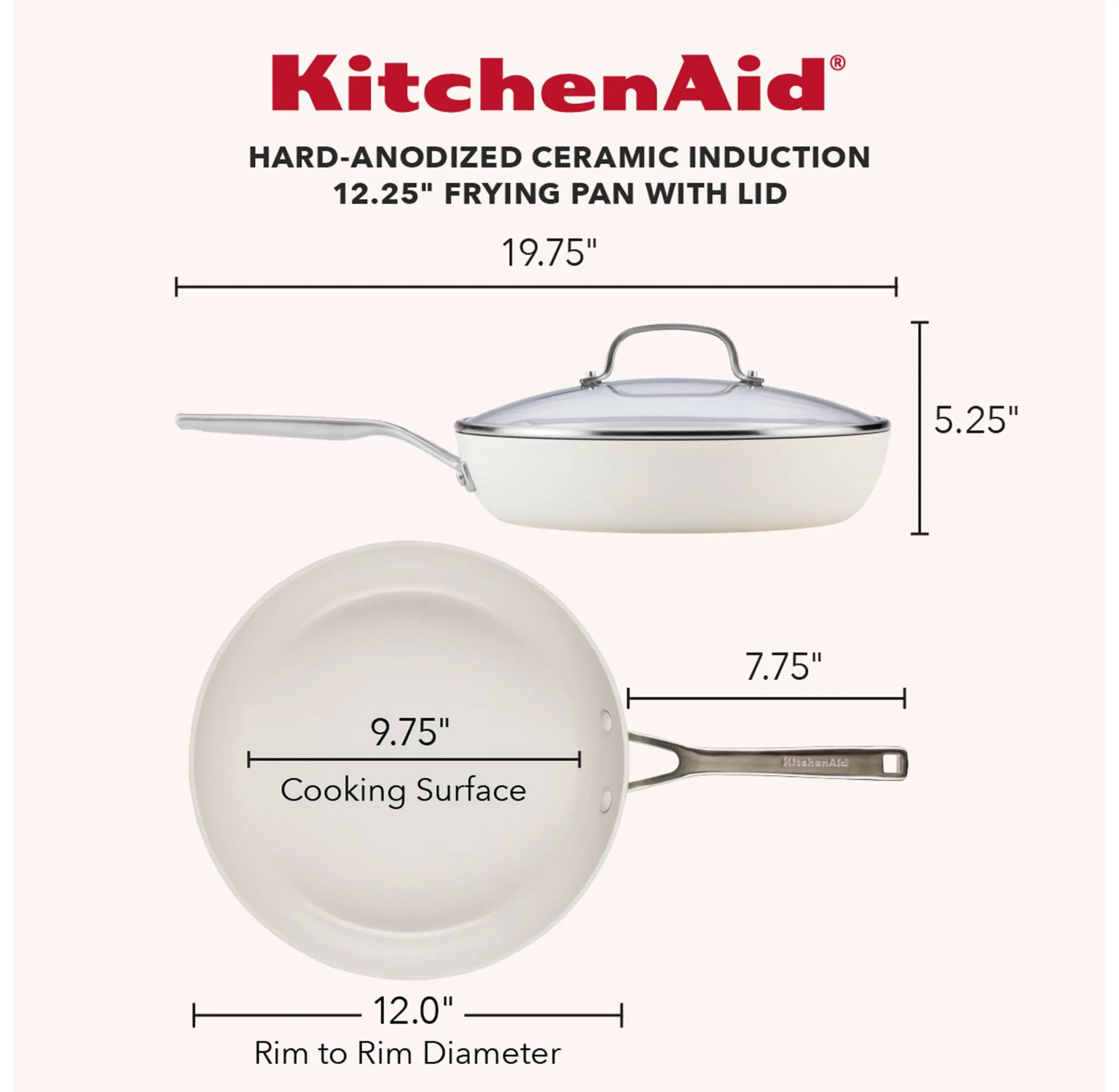 12.25" Hard-Anodized Ceramic Induction Skillet with Lid Porcelain White - Image 3