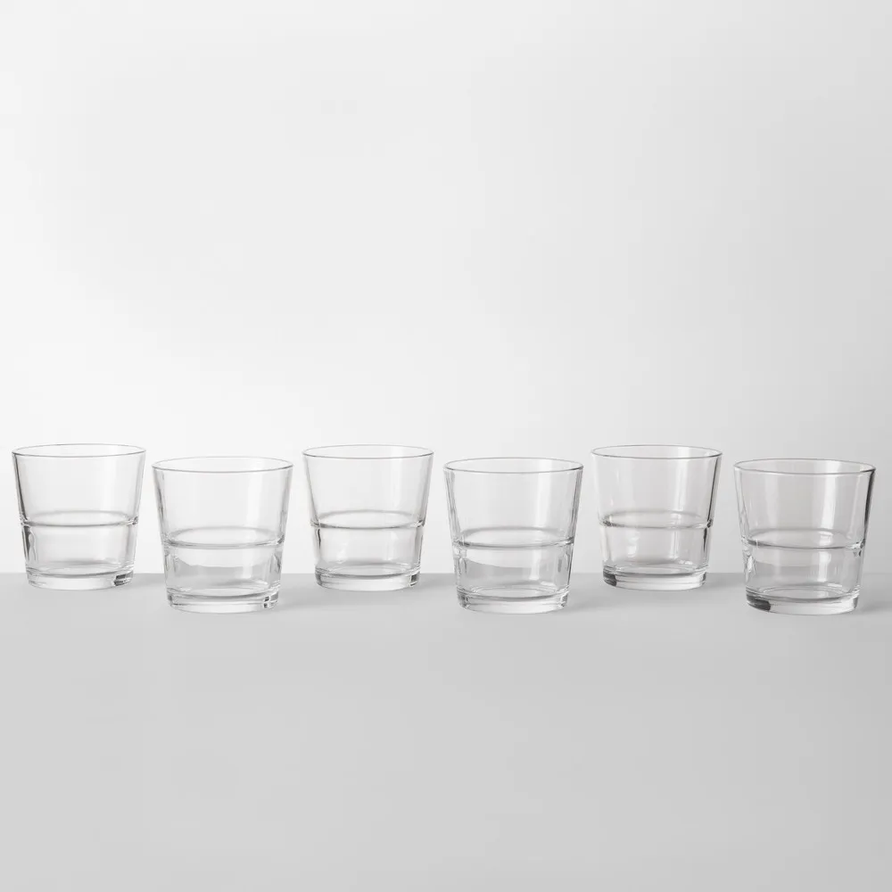12.9oz 6pk Glass Stackable Short Tumblers - Clear - Image 2