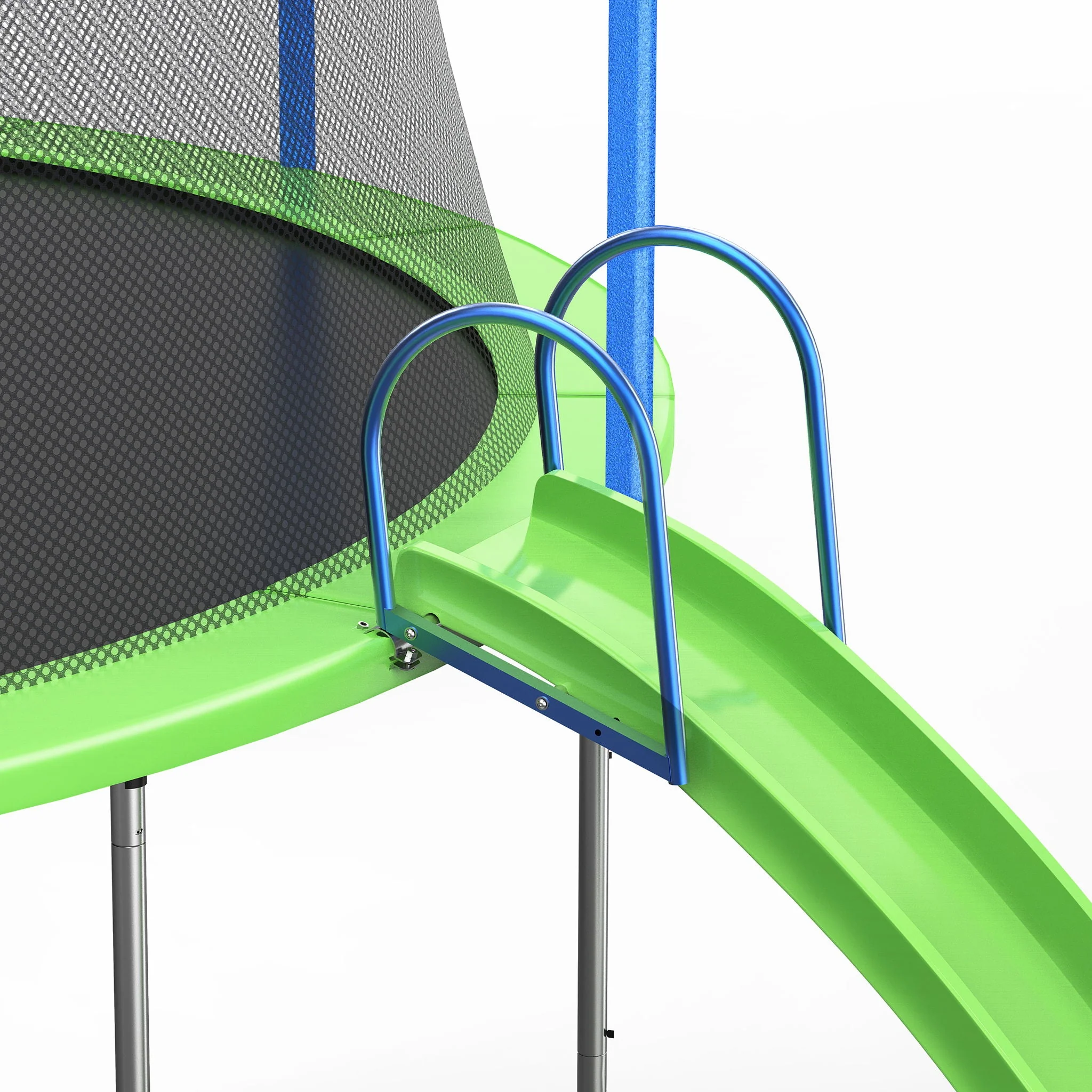 12Ft Trampoline With Slide and Swings, Astm Approved Large Recreational Trampoline With Basketball Hoop and Ladder, Outdoor Backyard Trampoline With Net, Capacity for Kids and Adults - Green / Blue - Image 3