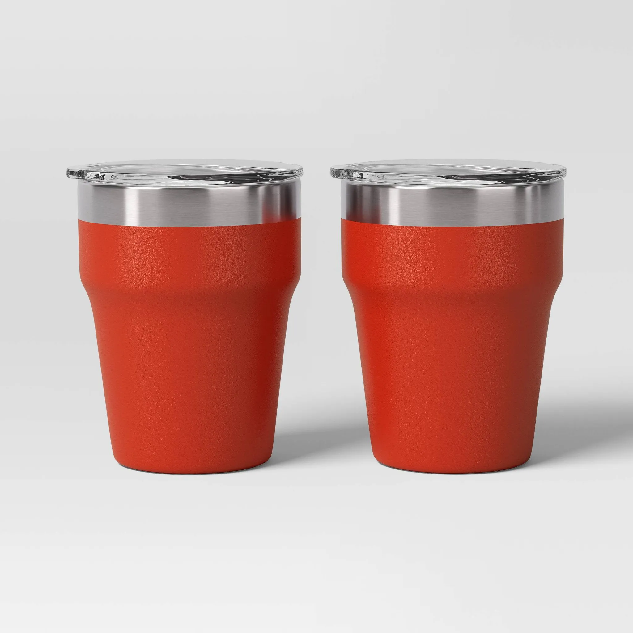12oz 2pk Stacking Short Tumbler with Lid Red - Room Essentials™