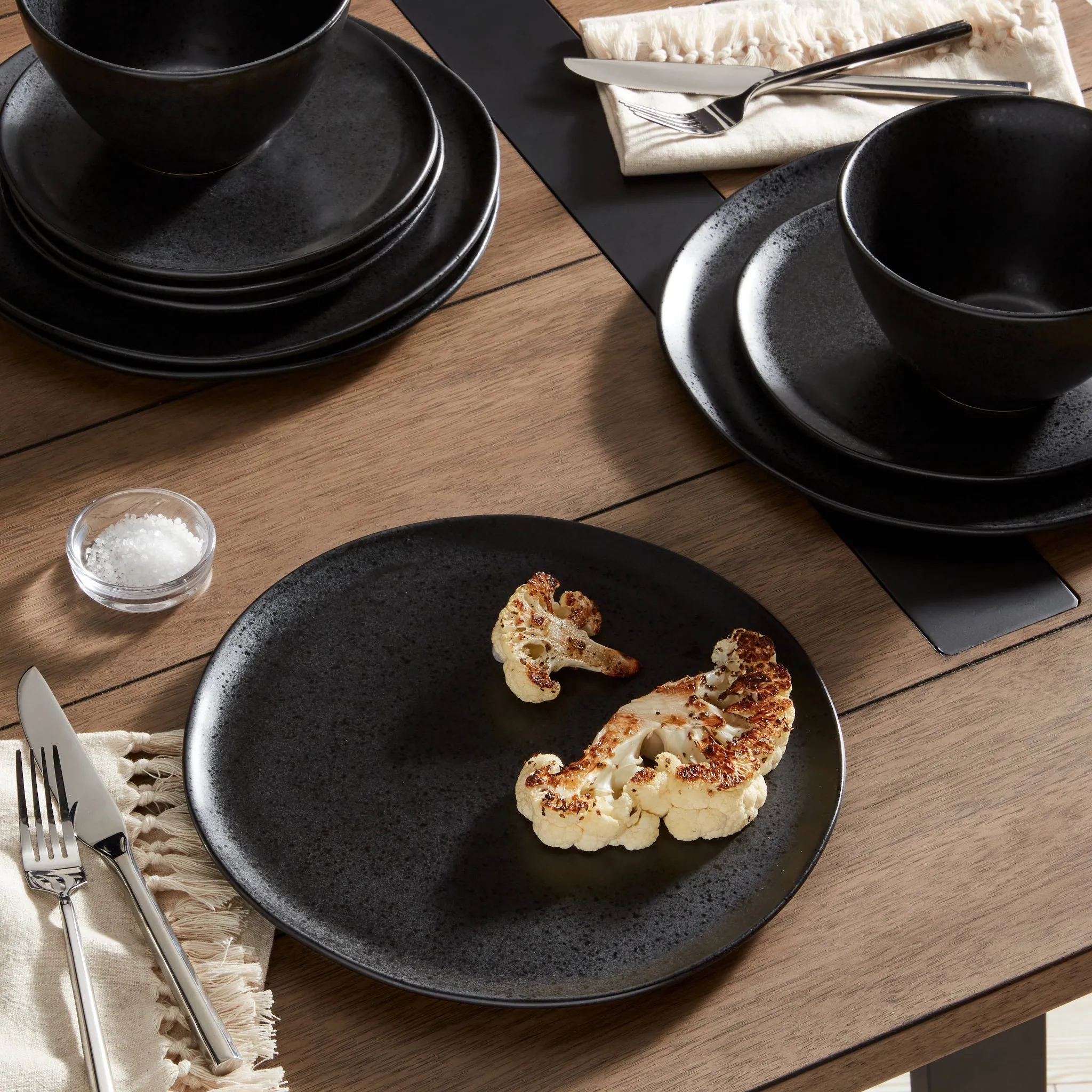 12pc Earthenware Houlton Dinnerware Set - Black - Image 2