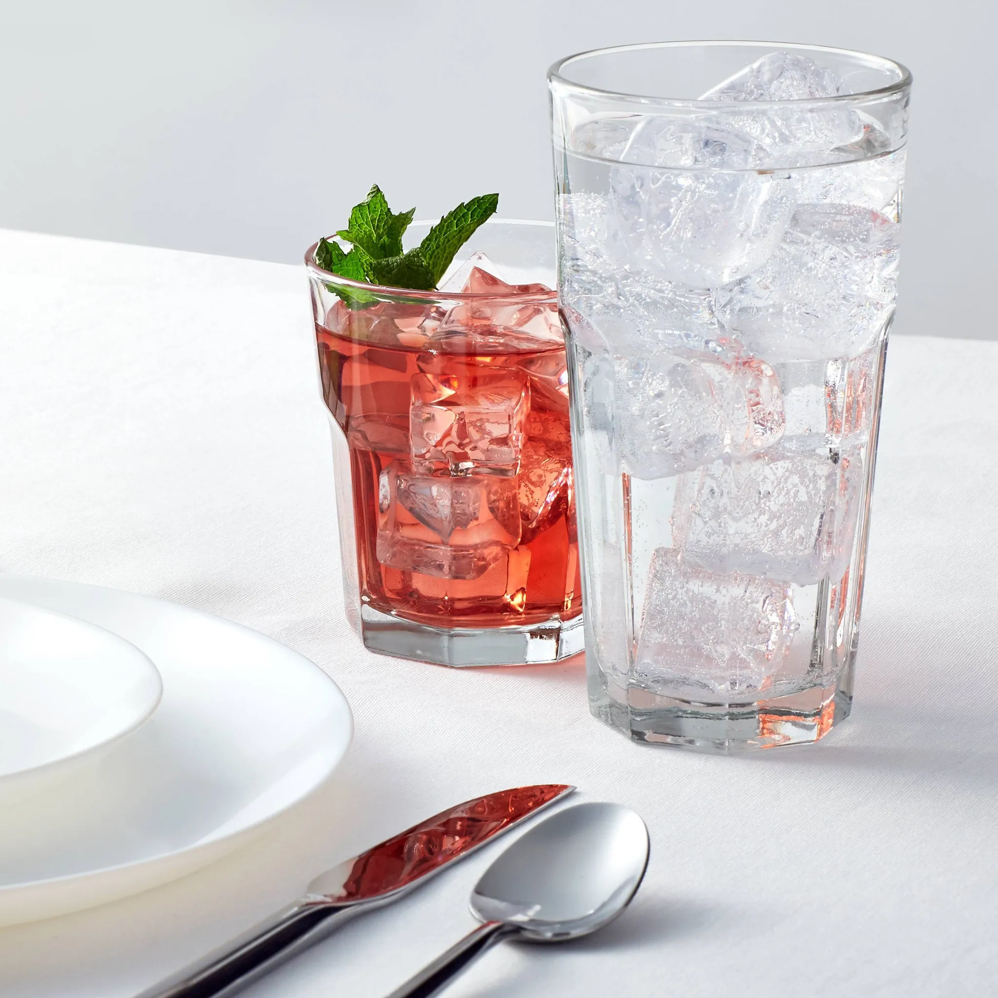 12pc Glass Tumbler Set - Faceted Design - Image 2