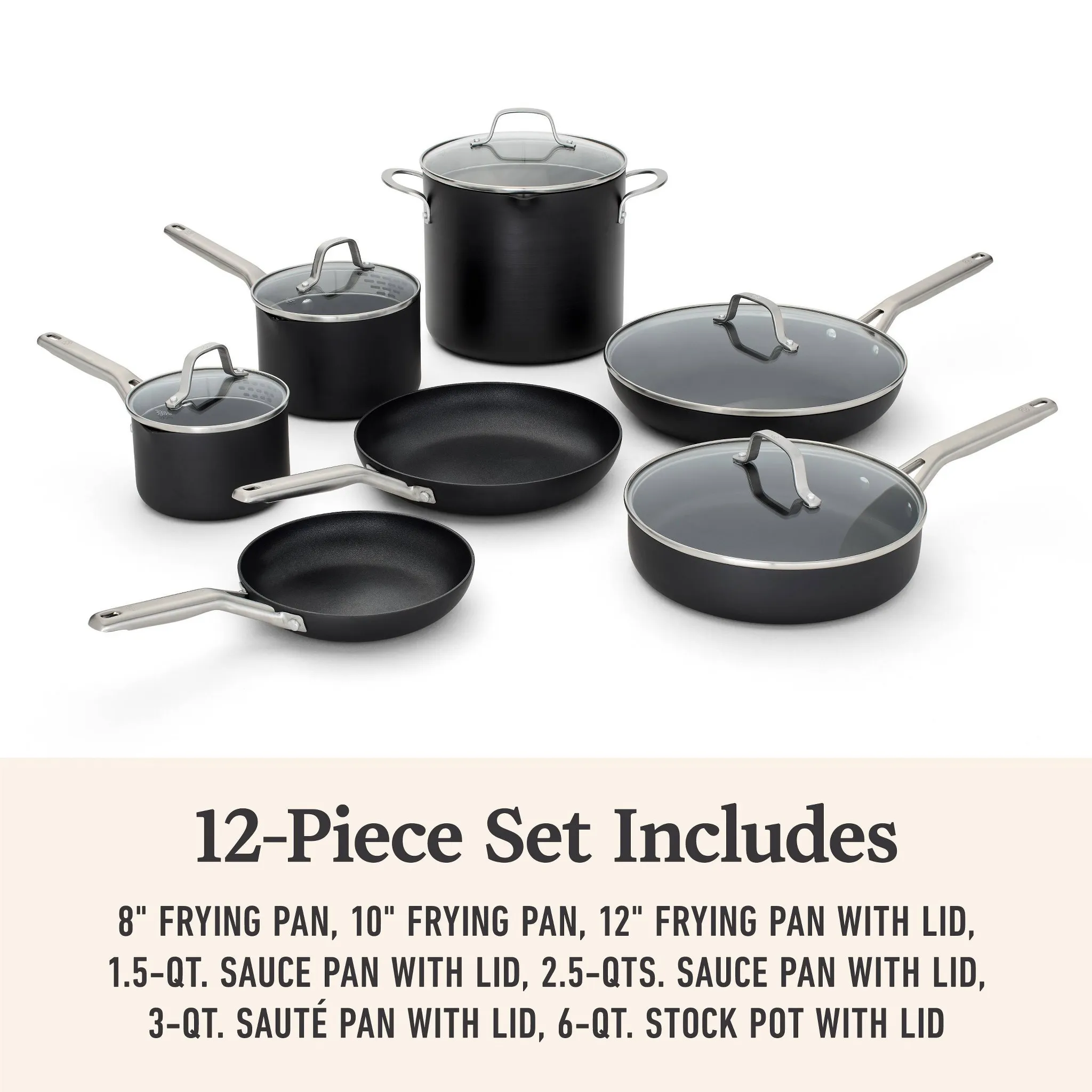 12pc Hard Anodized Aluminum Nonstick Cookware Set - Image 3