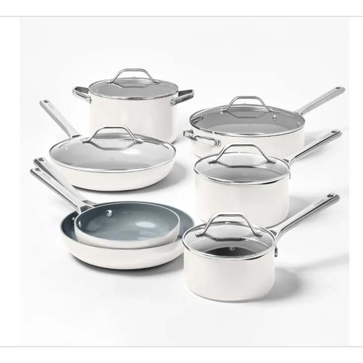 12pc Nonstick Ceramic Coated Aluminum Cookware Set - Image 5