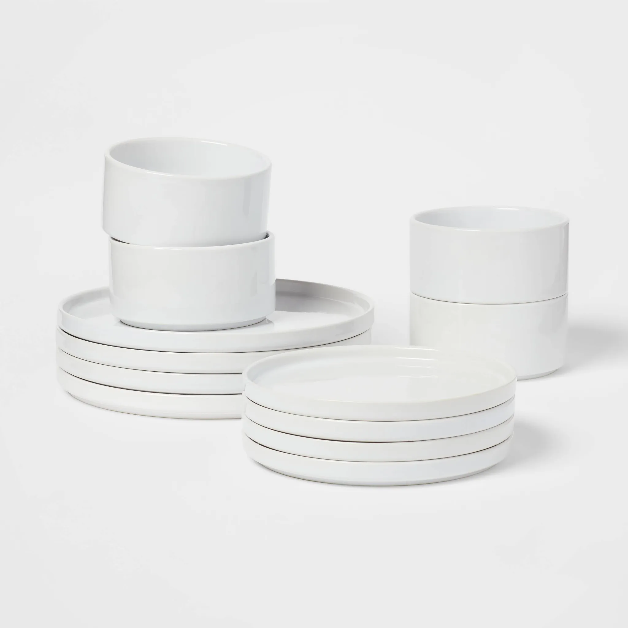 12pc Stoneware Dinnerware Set - White