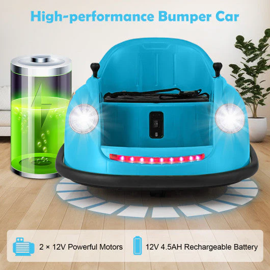 12V Electric Kids Ride on Bumper Car Battery Powered Bumping Car With Remote Control-Blue - Image 6