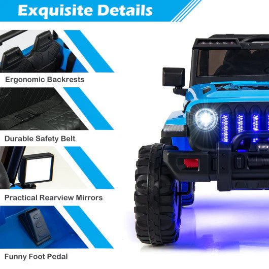 12V Kids Ride-on Jeep Car With 2.4 G Remote Control-Blue - Image 5