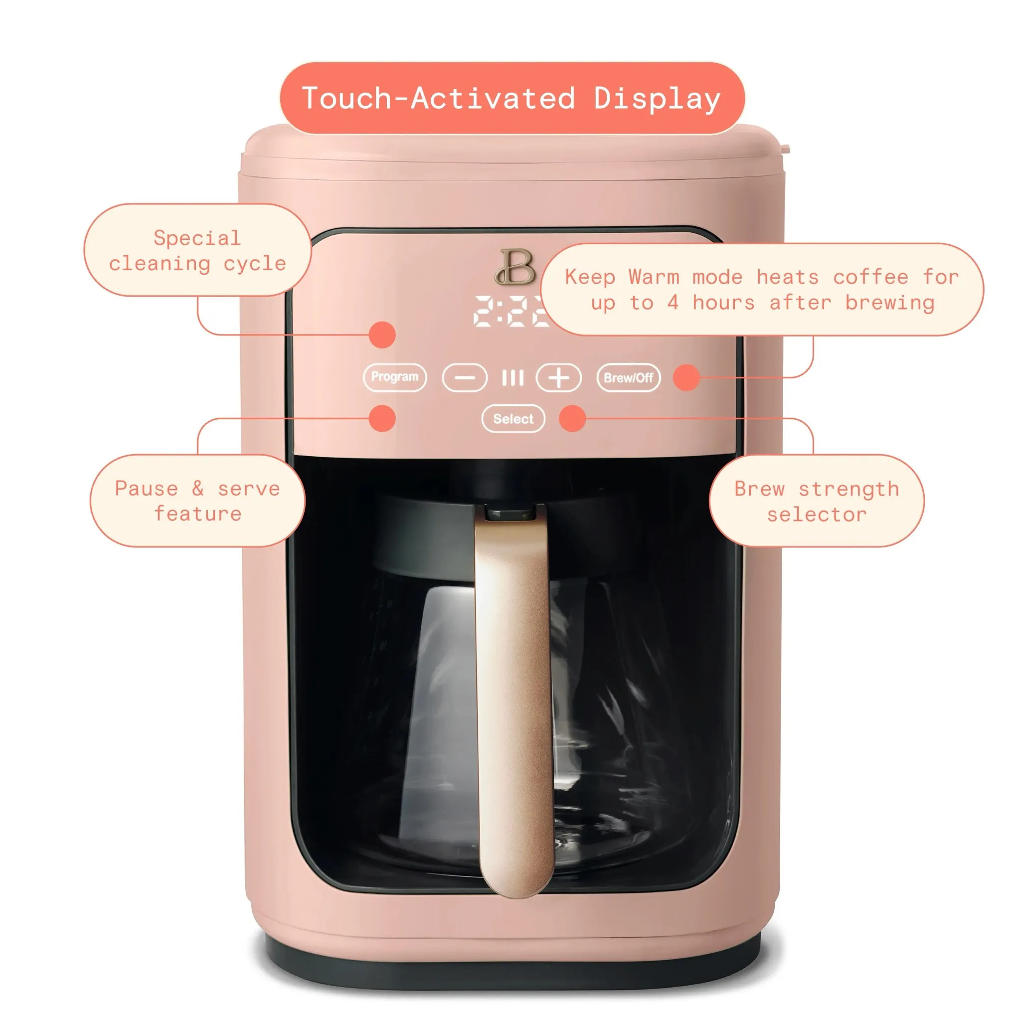 14-Cup Programmable Drip Coffee Maker - Rose - Image 4