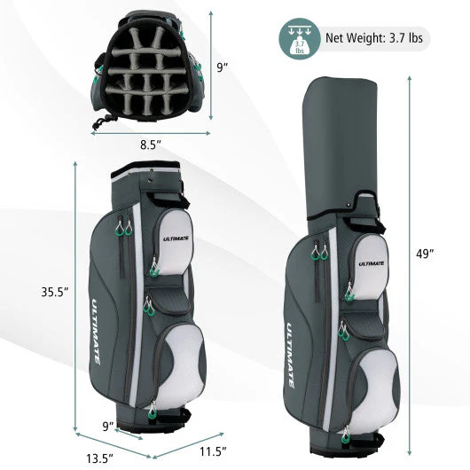 14 Dividers Golf Cart Bag With 7 Zippered Pocket - Image 5