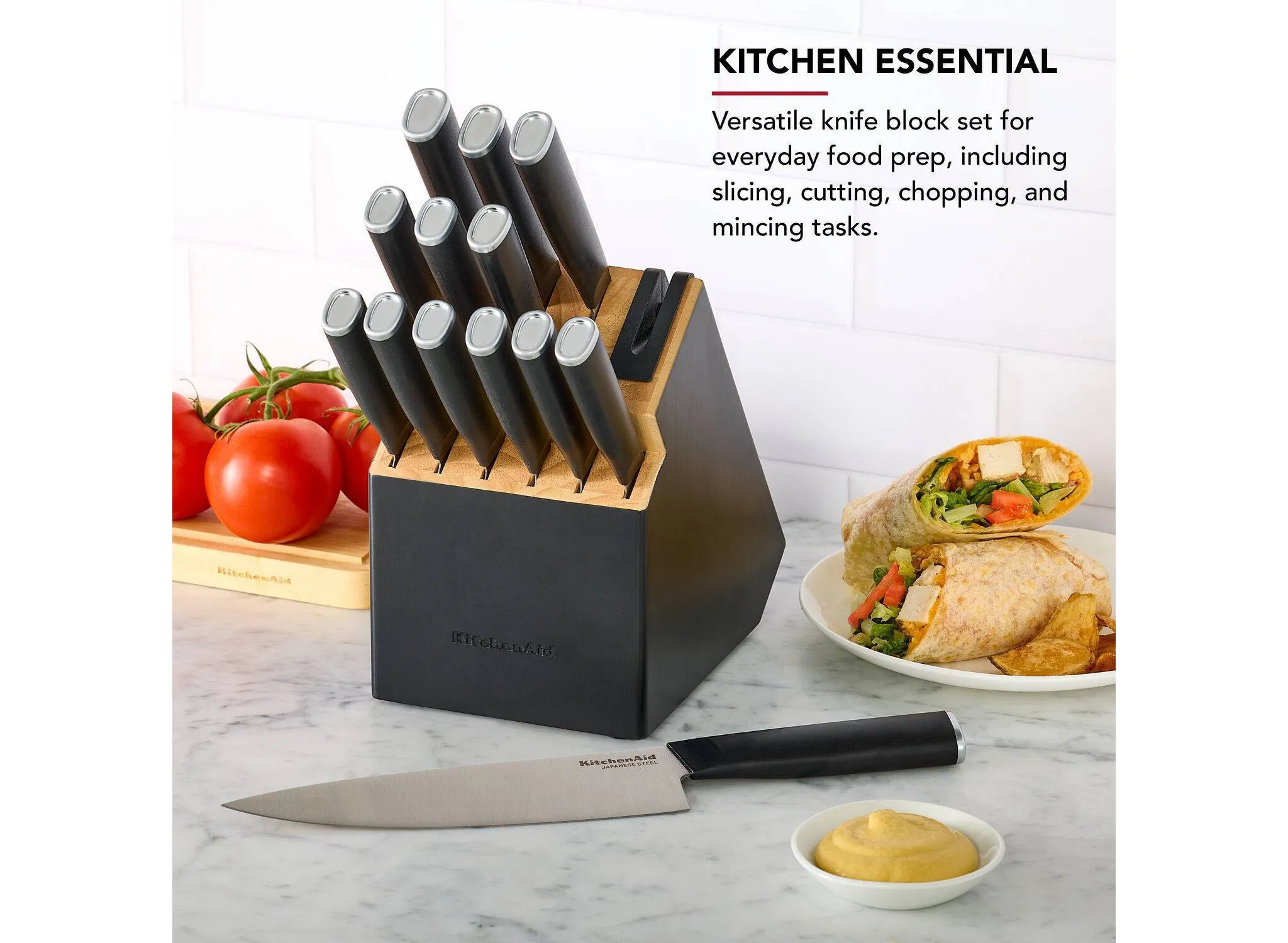14-Piece 2-Tone Block Knife Set - Black - Image 2