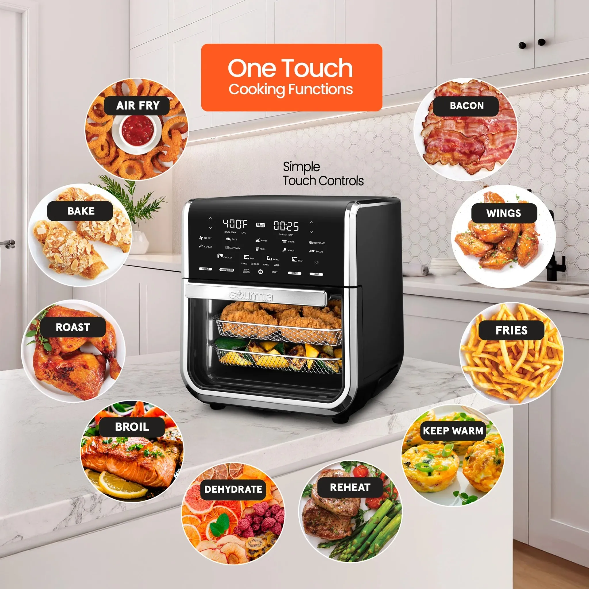 14-Quart Air Fryer Oven Rotisserie Dehydrator - Silver - Image 2