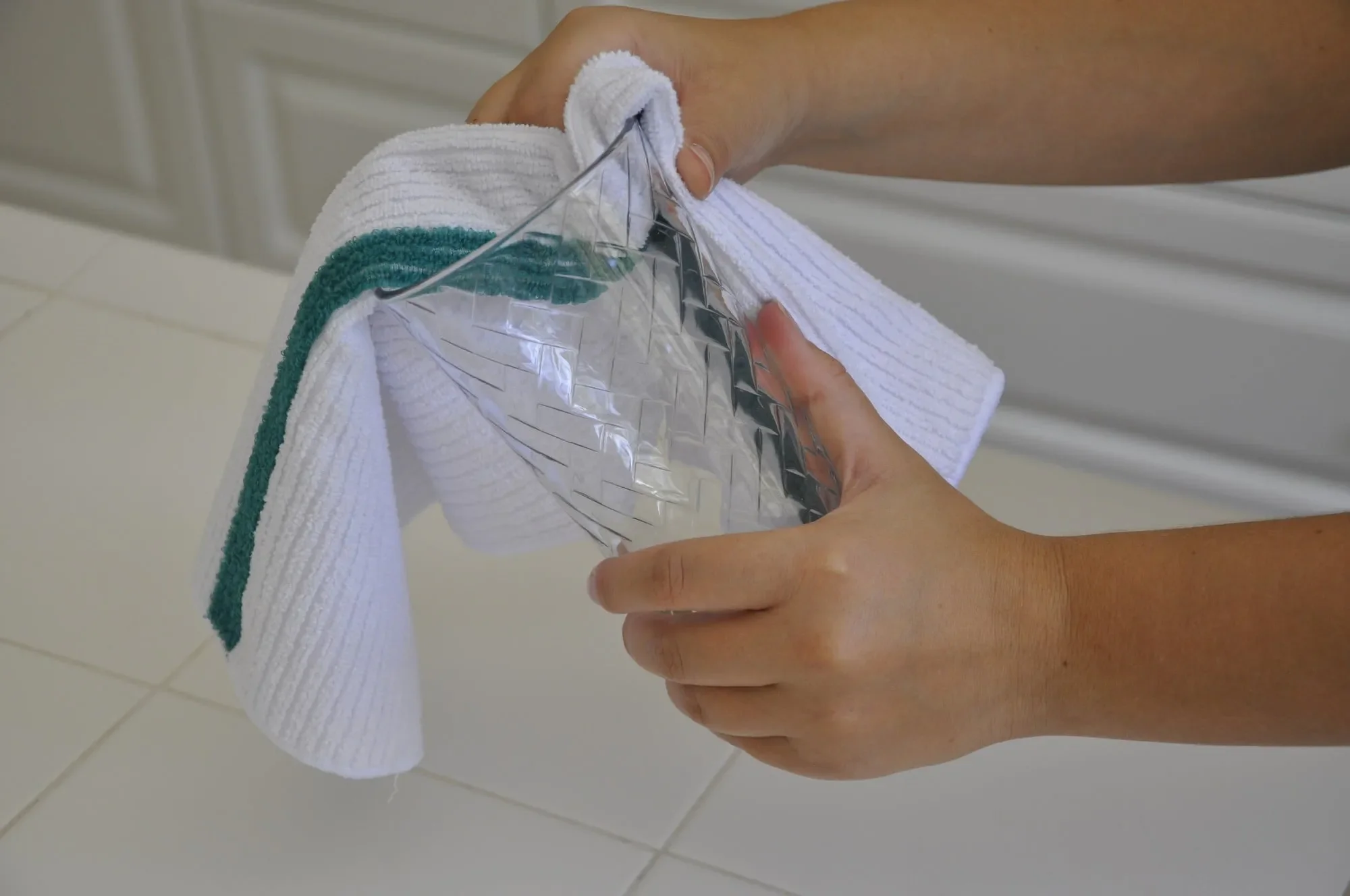 14 X 18in Ribbed Bar Mop Microfiber Towels (12 Pack) Green Stripe - Image 5